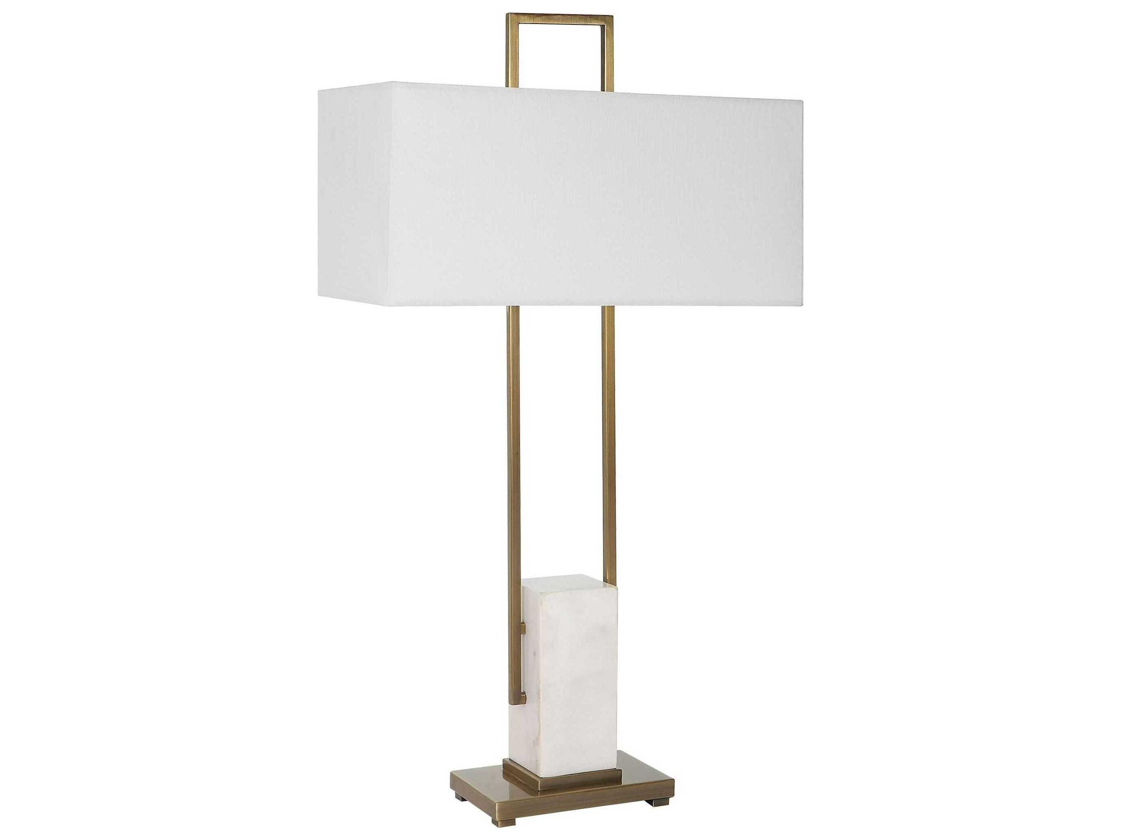 Uttermost Column White Rectangle Hardback Rolled Edge Buffet Lamp
