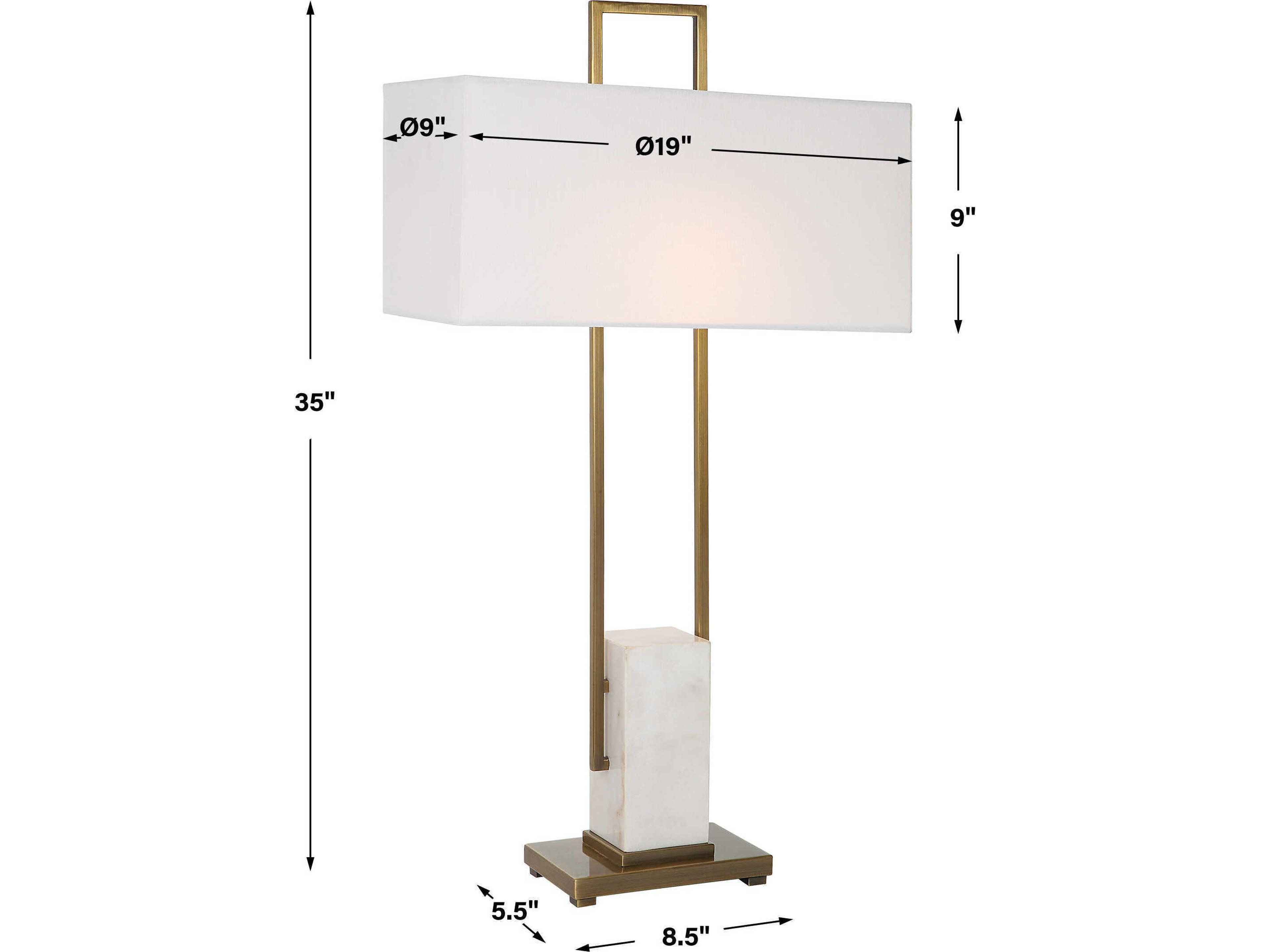 Uttermost Column White Rectangle Hardback Rolled Edge Buffet Lamp