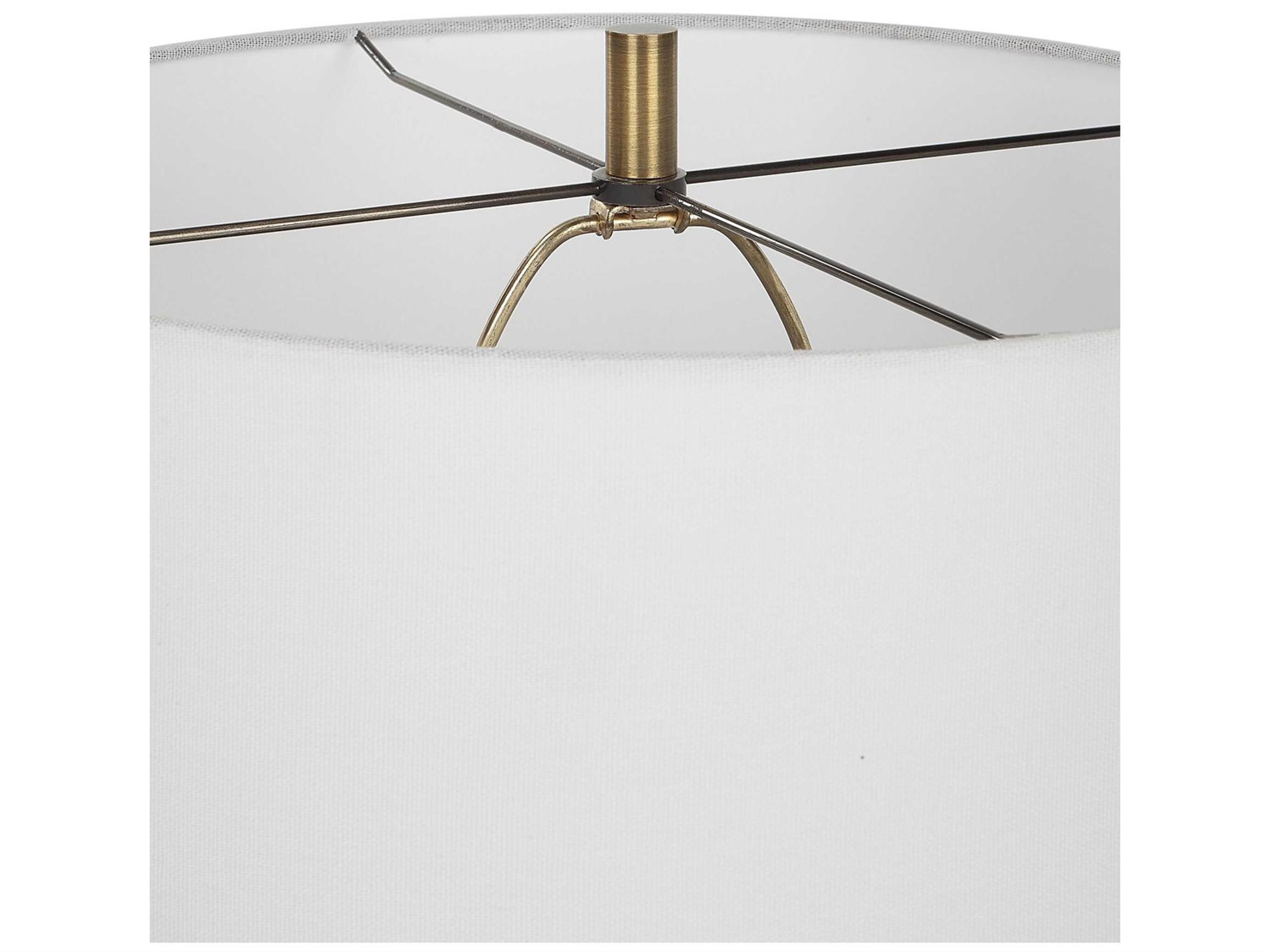 Uttermost Veston Blue Glaze Round Hardback Rolled Edge Buffet Lamp