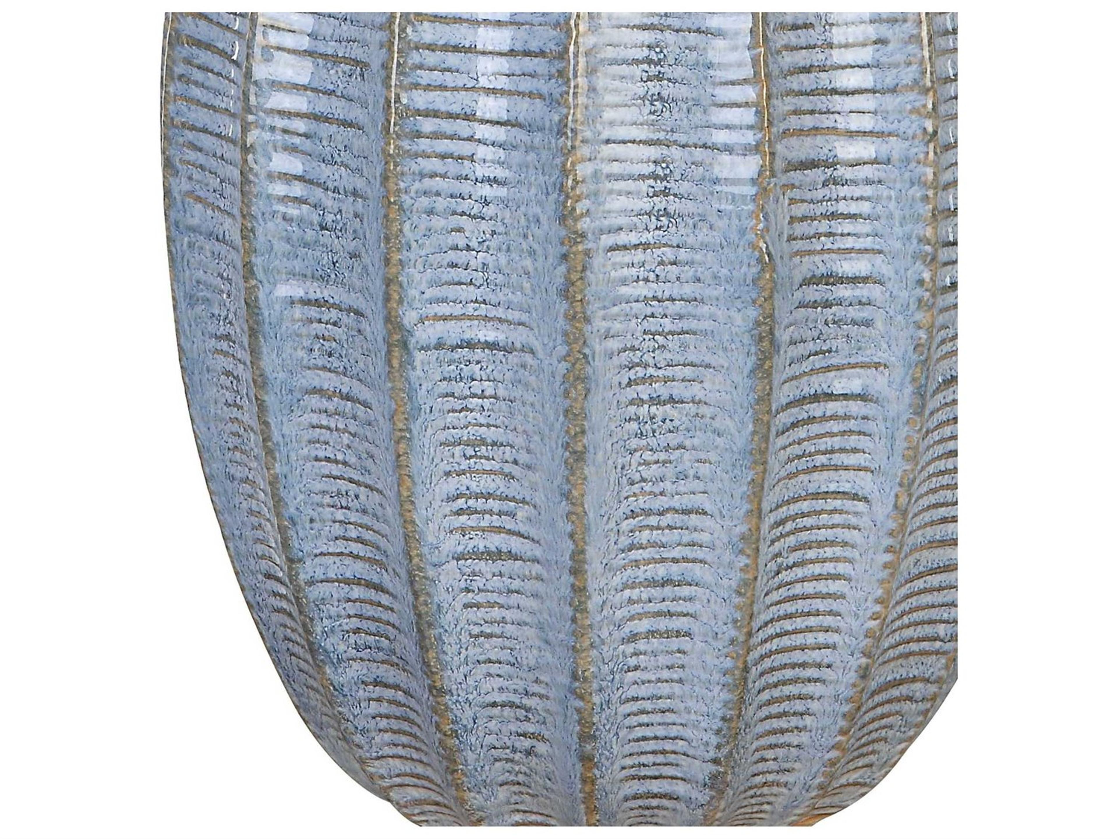 Uttermost Veston Blue Glaze Round Hardback Rolled Edge Buffet Lamp