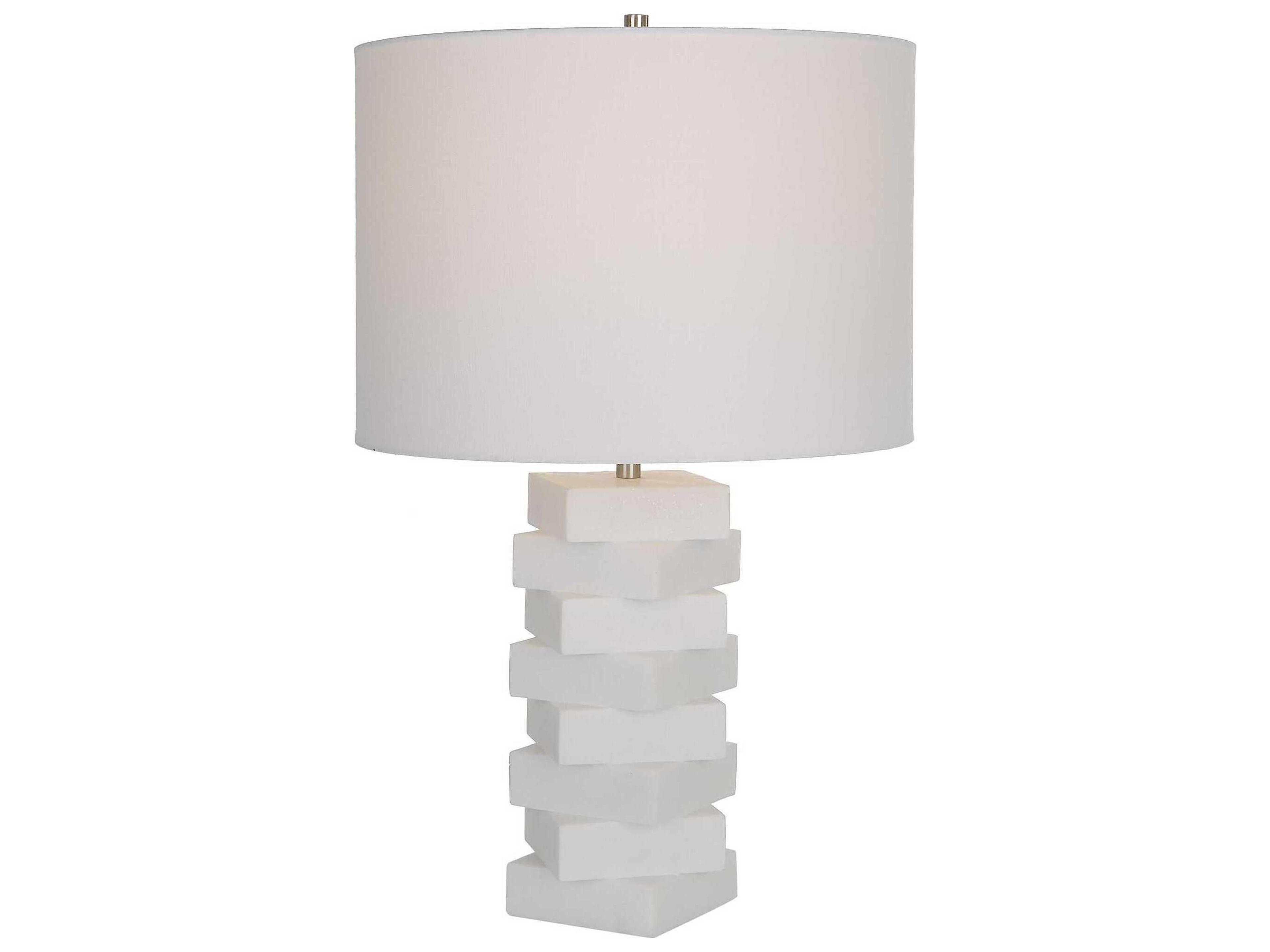 Ascent White Round Hardback Drum Table Lamp