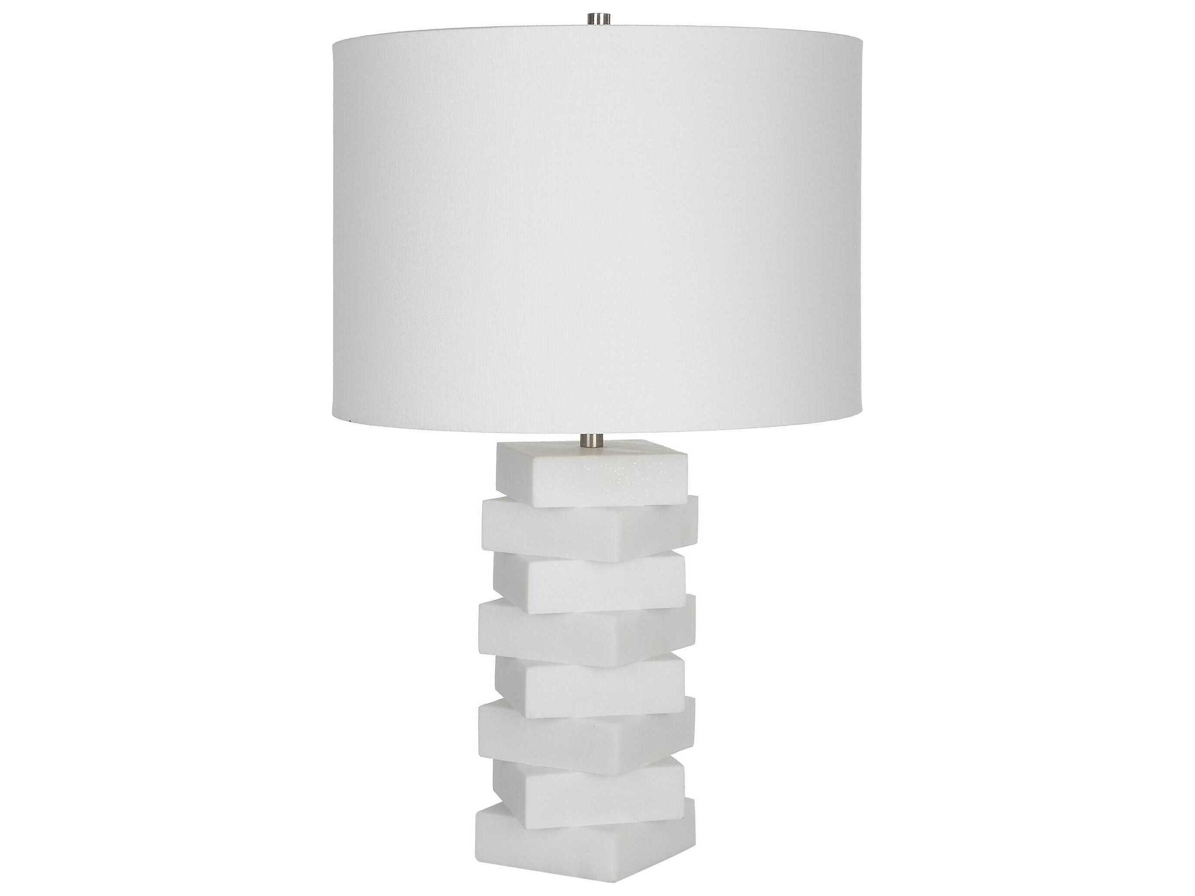 Uttermost Ascent White Round Hardback Drum Table Lamp