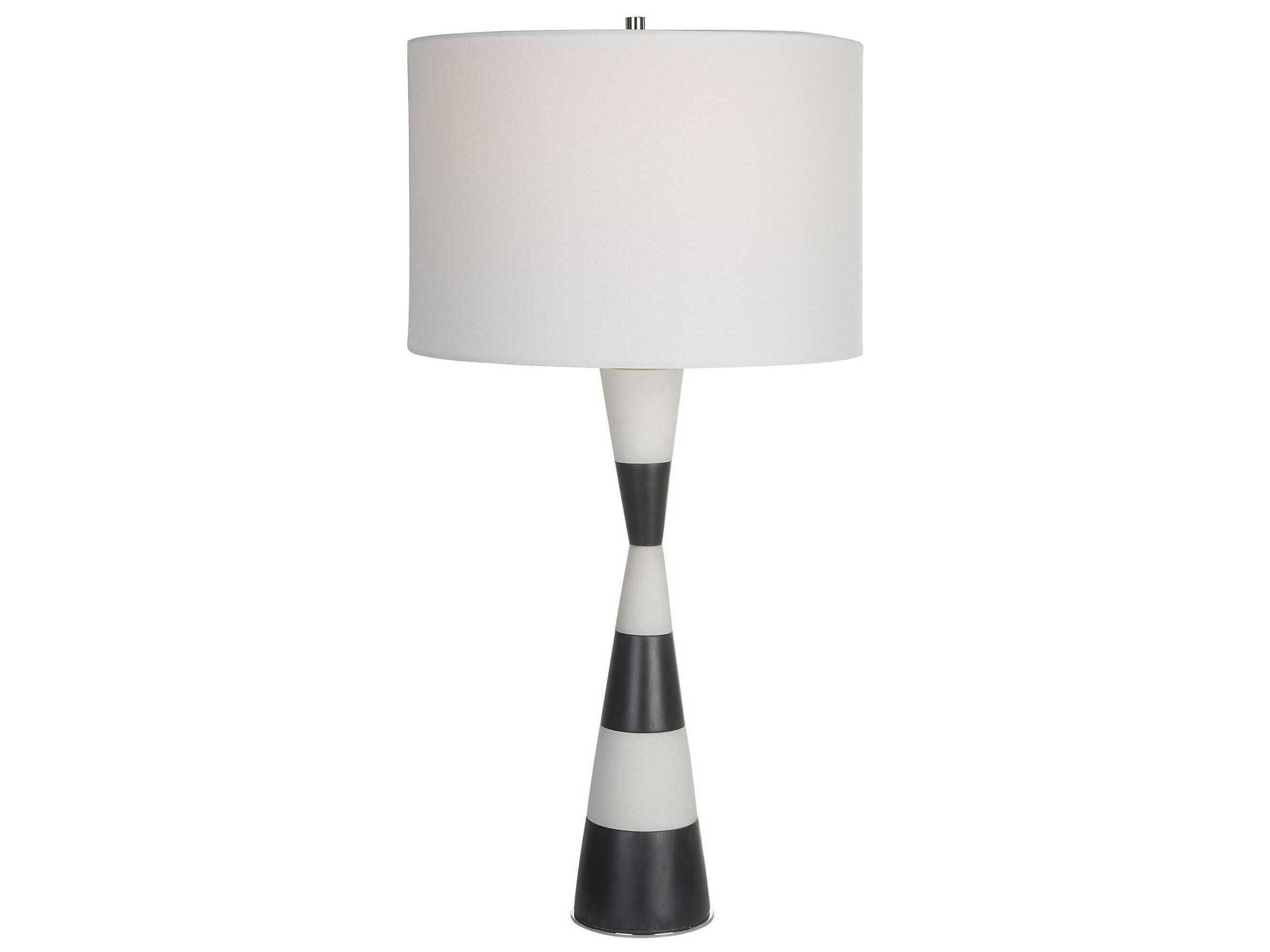 Bandeau Black White Round Hardback Drum Buffet Lamp