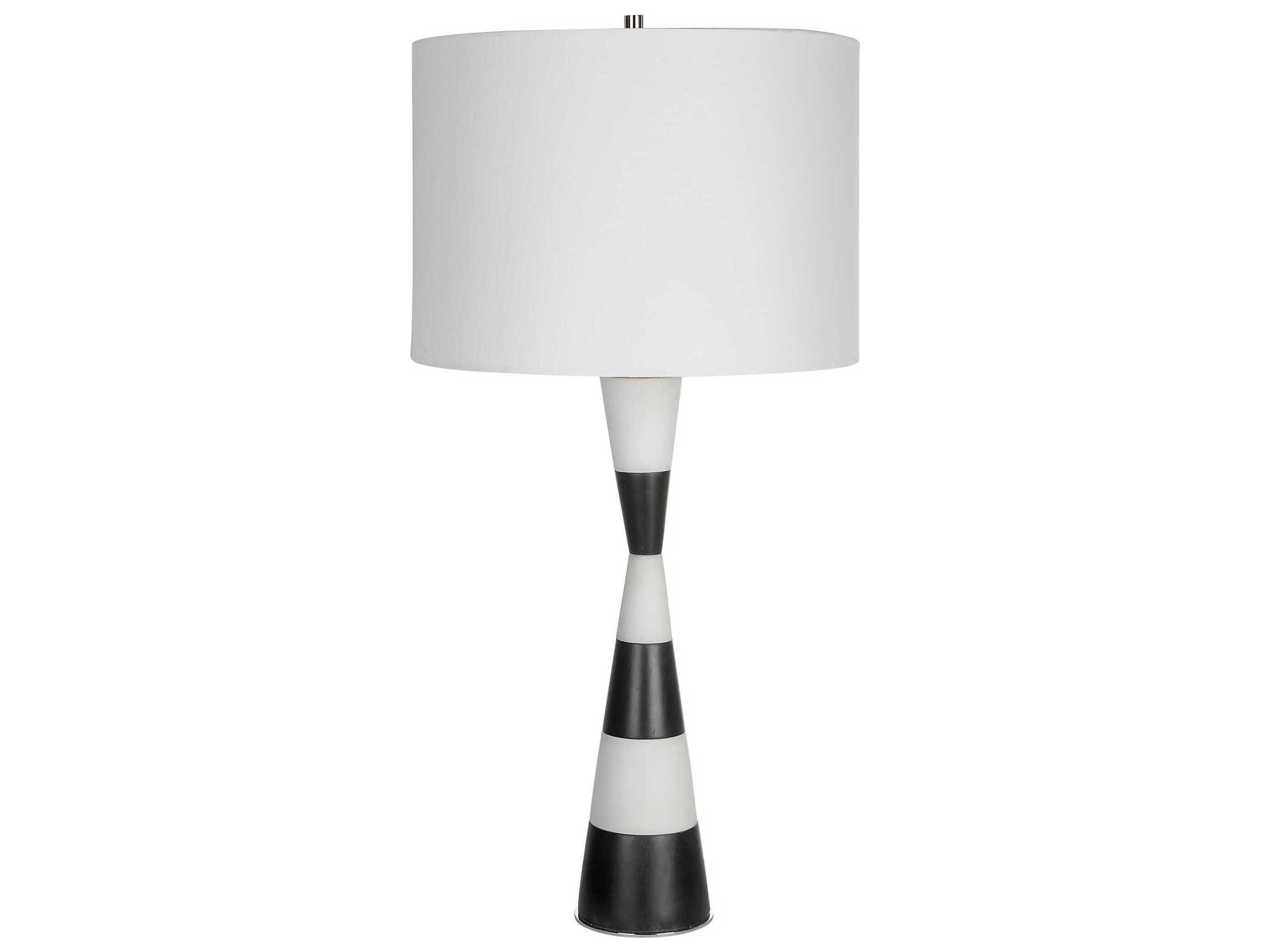 Uttermost Bandeau Black White Round Hardback Drum Buffet Lamp