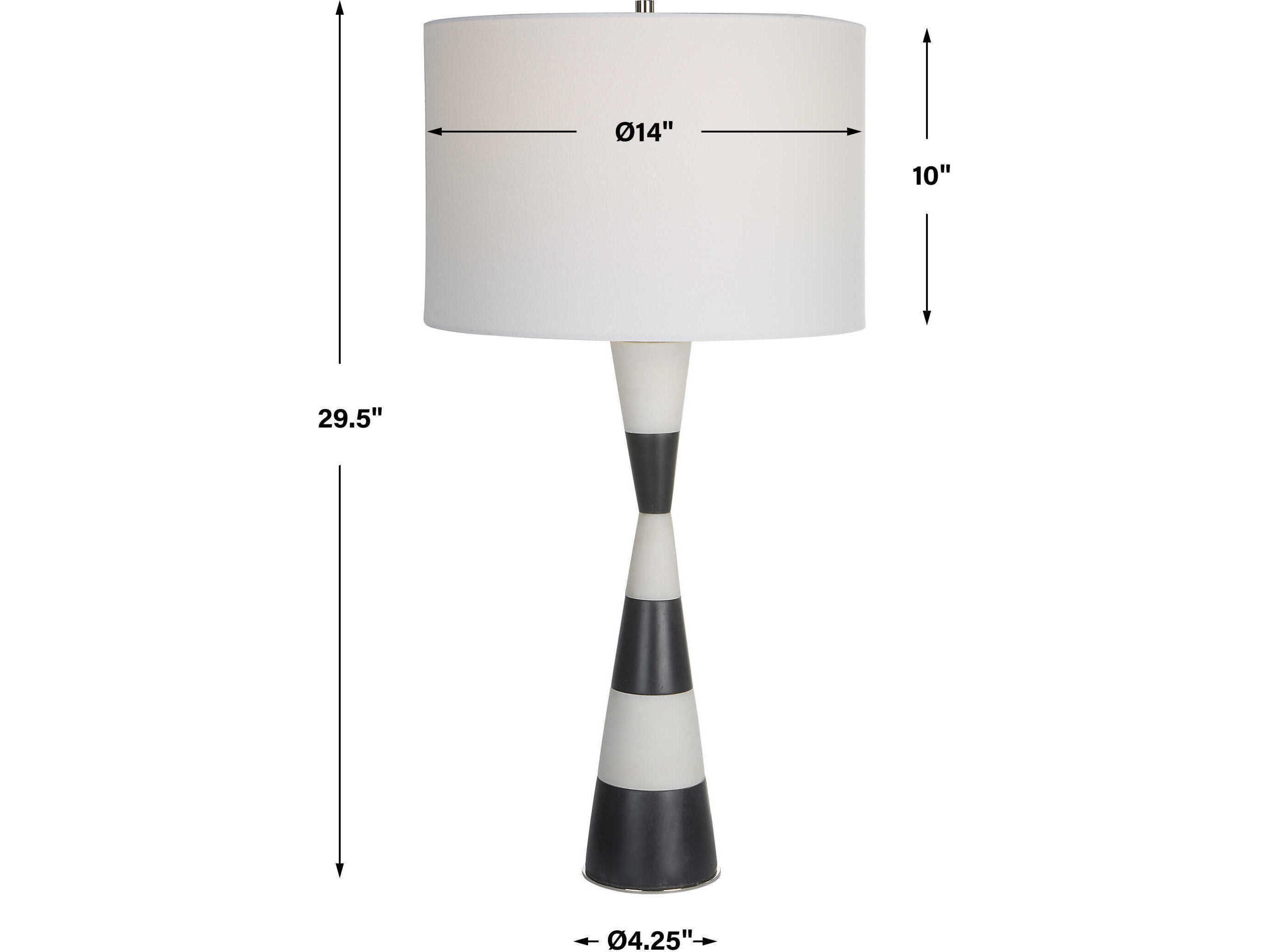 Uttermost Bandeau Black White Round Hardback Drum Buffet Lamp