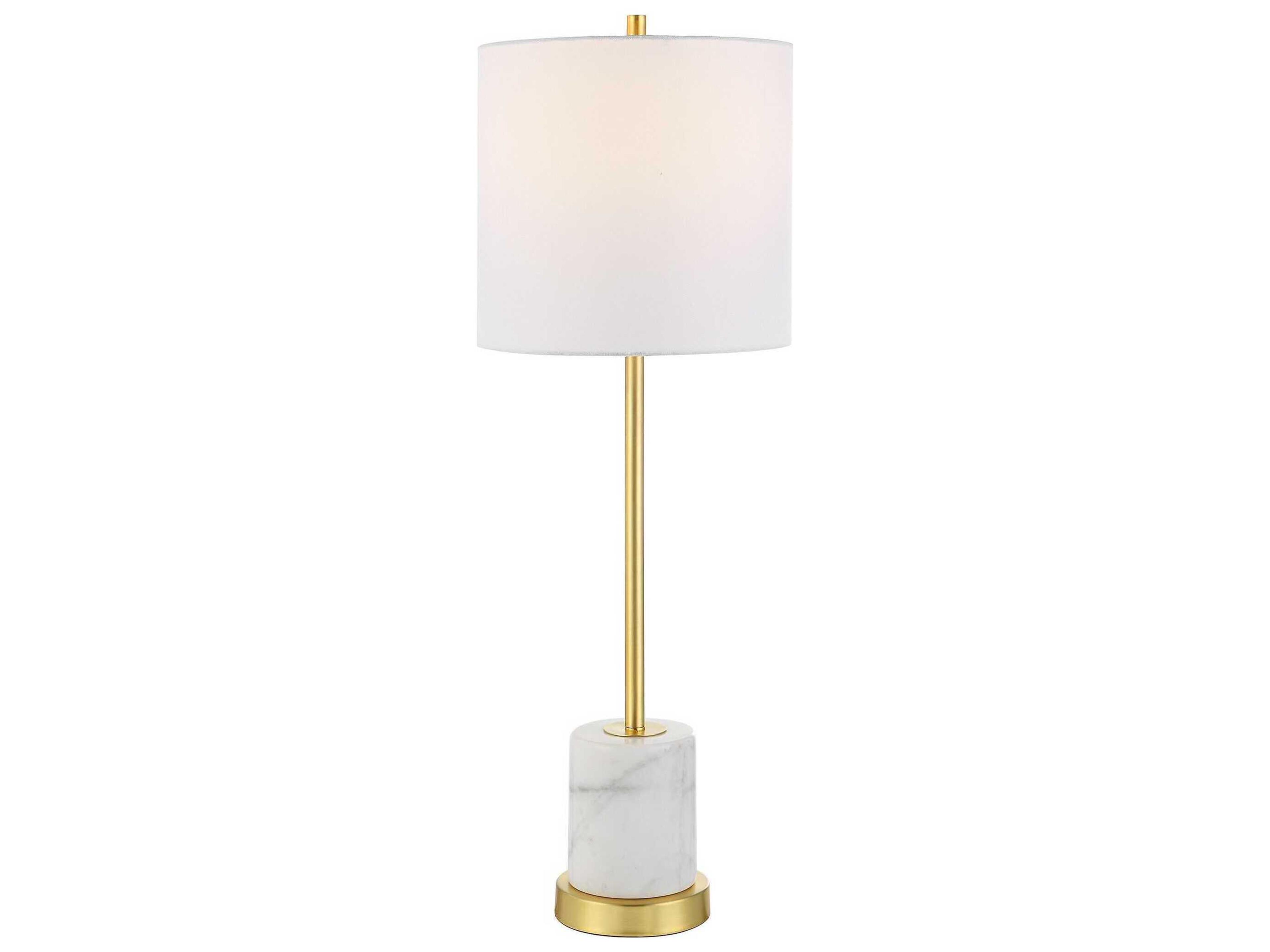 Turret Brushed Gold Round Hardback Drum Buffet Lamp