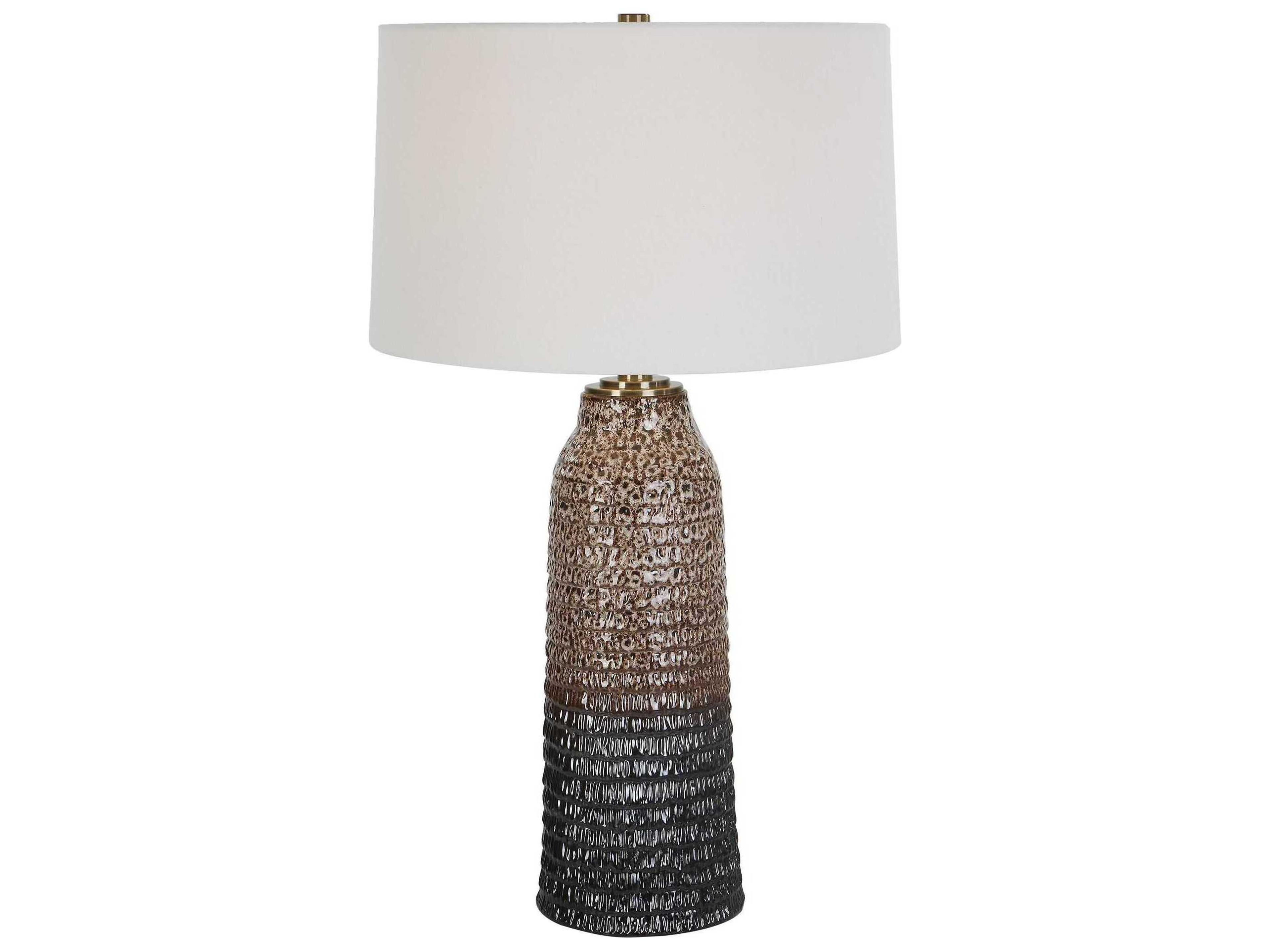 Padma Mottled Ombre Round Hardback Shade Brown Buffet Lamp