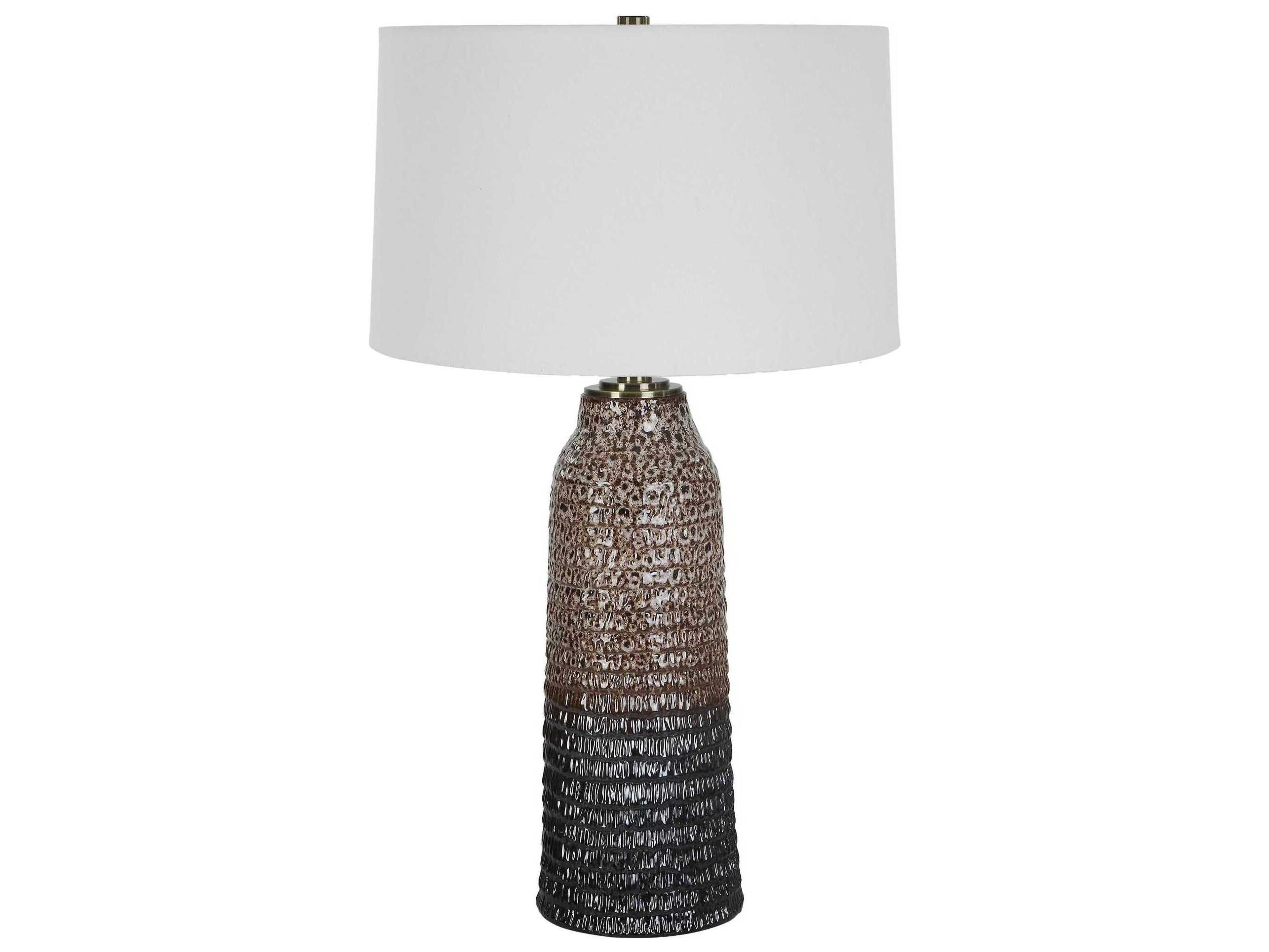 Uttermost Padma Mottled Ombre Round Hardback Shade Brown Buffet Lamp