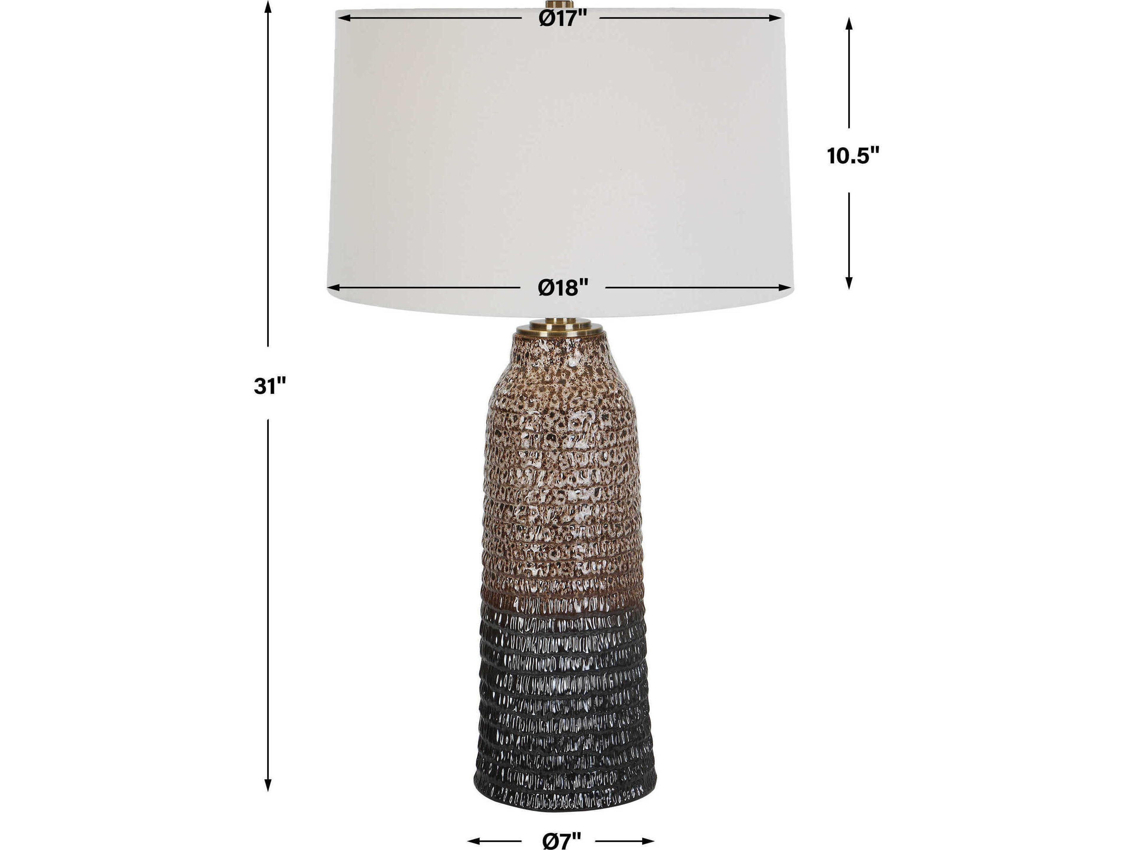 Uttermost Padma Mottled Ombre Round Hardback Shade Brown Buffet Lamp