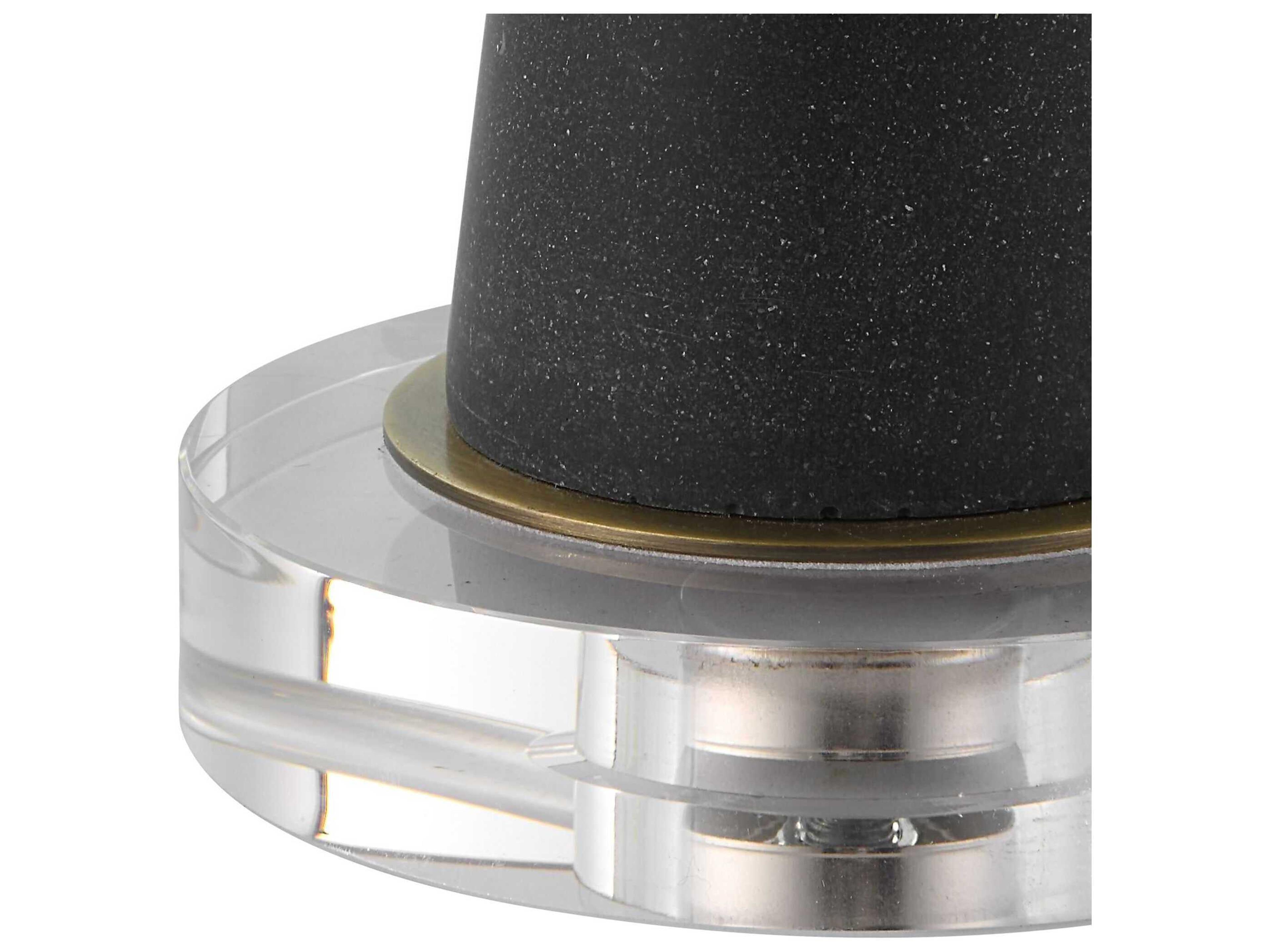 Uttermost Fountain Black Stone Round Hardback Drum Crystal Buffet Lamp