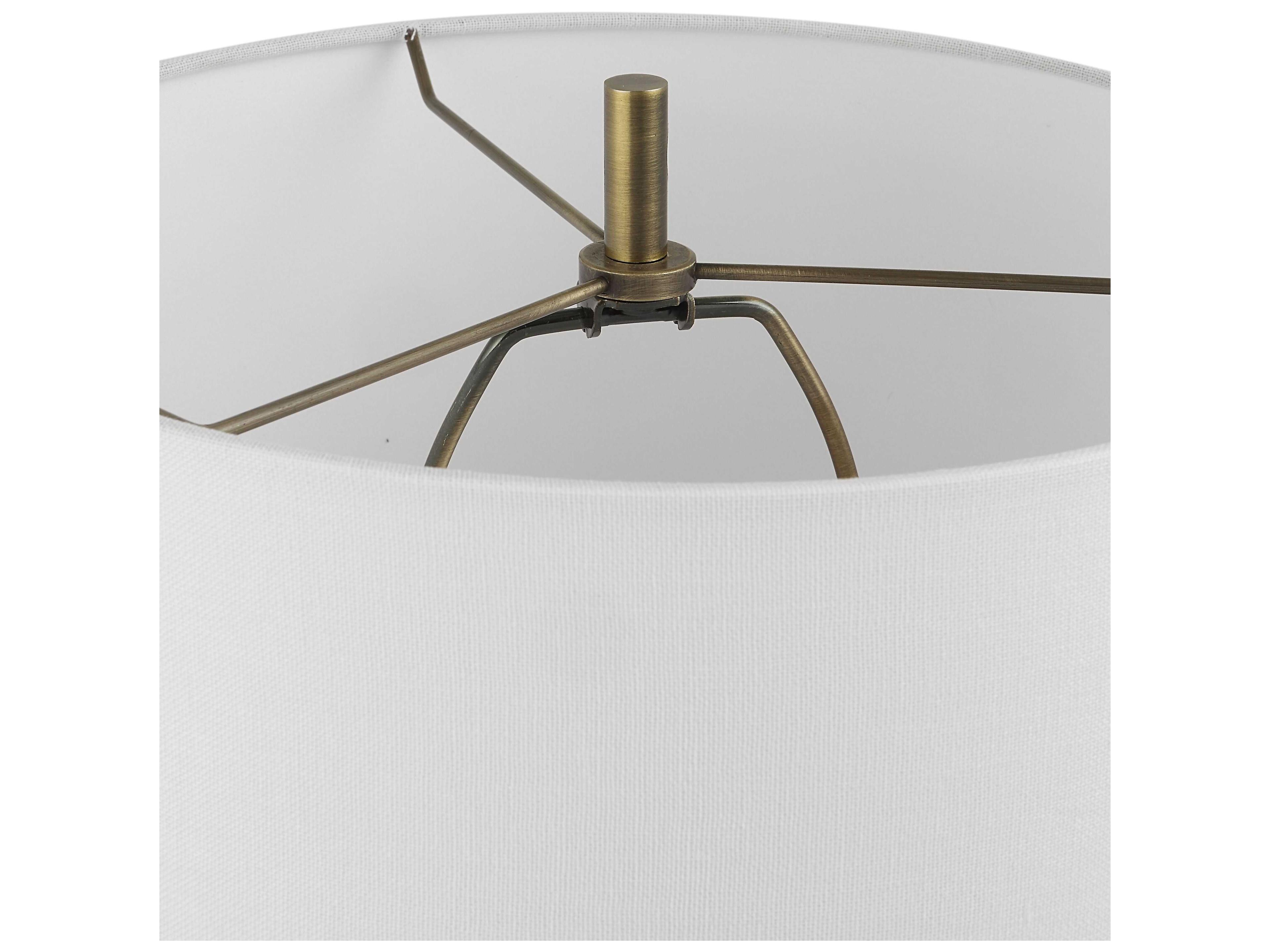 Uttermost Fountain Black Stone Round Hardback Drum Crystal Buffet Lamp