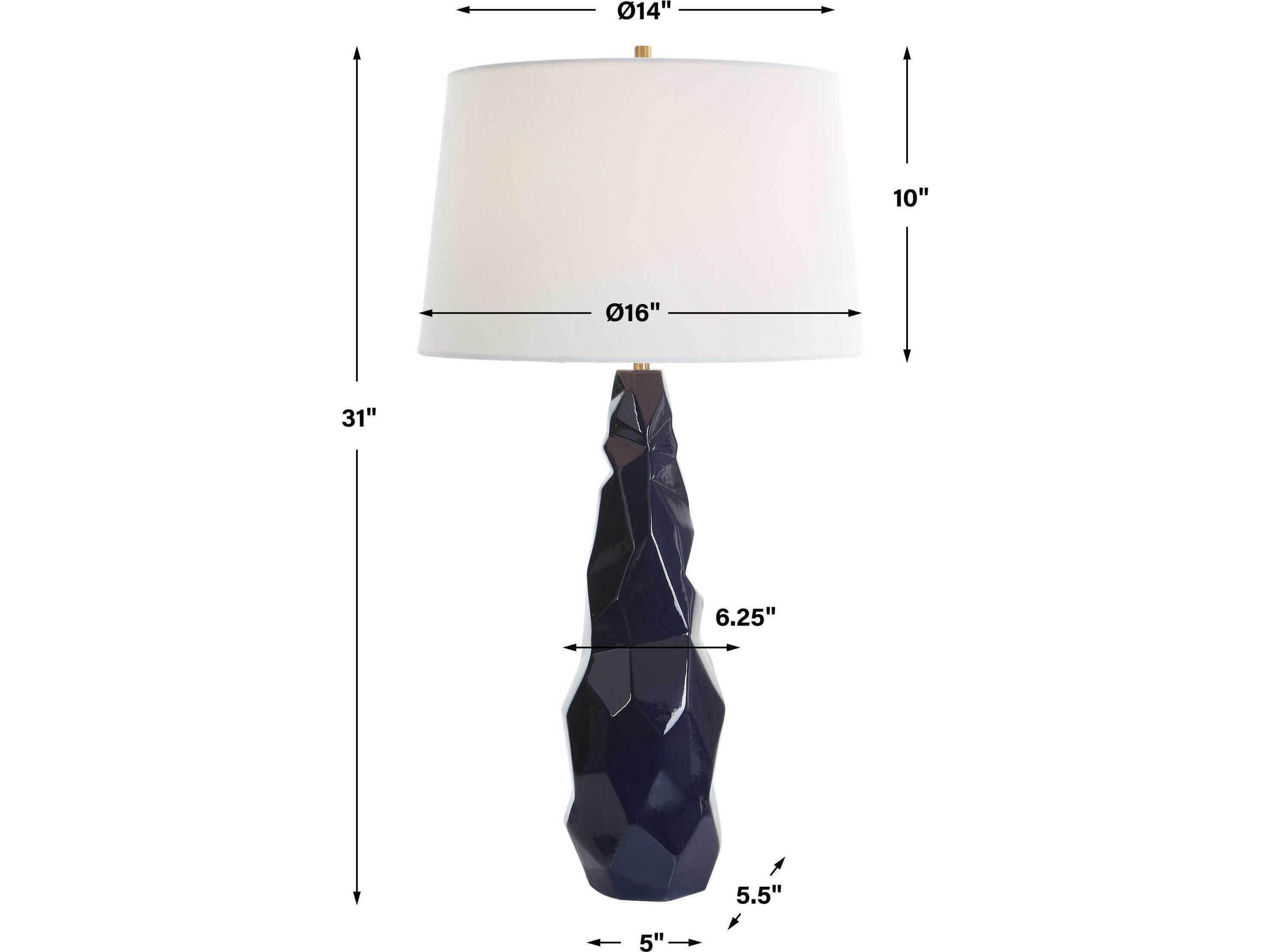 Uttermost Kavos Navy Blue Rectangle Hardback Buffet Lamp