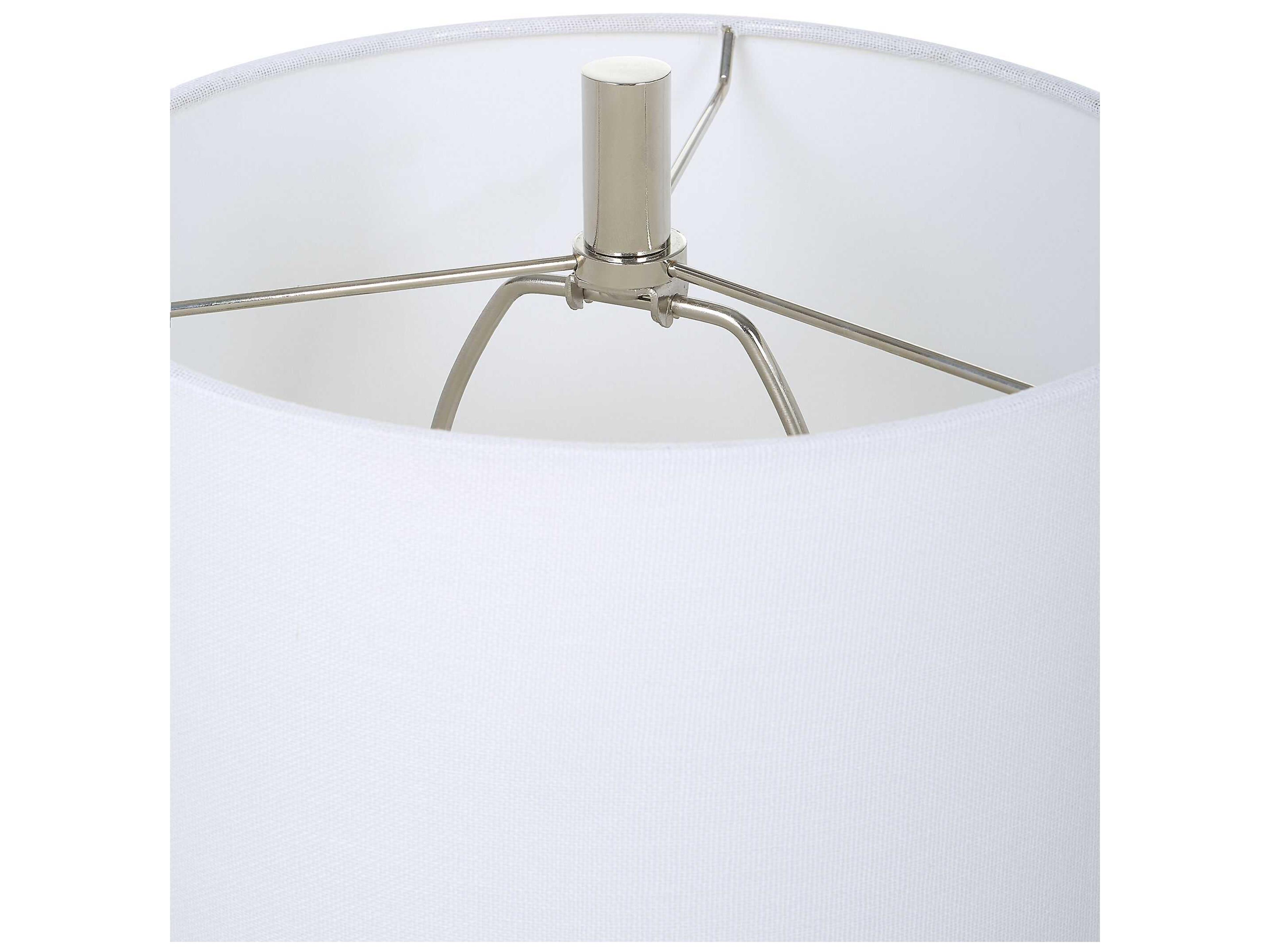 Uttermost Exposition Polished Nickel Round Drum Hardback Shade Crystal Buffet Lamp