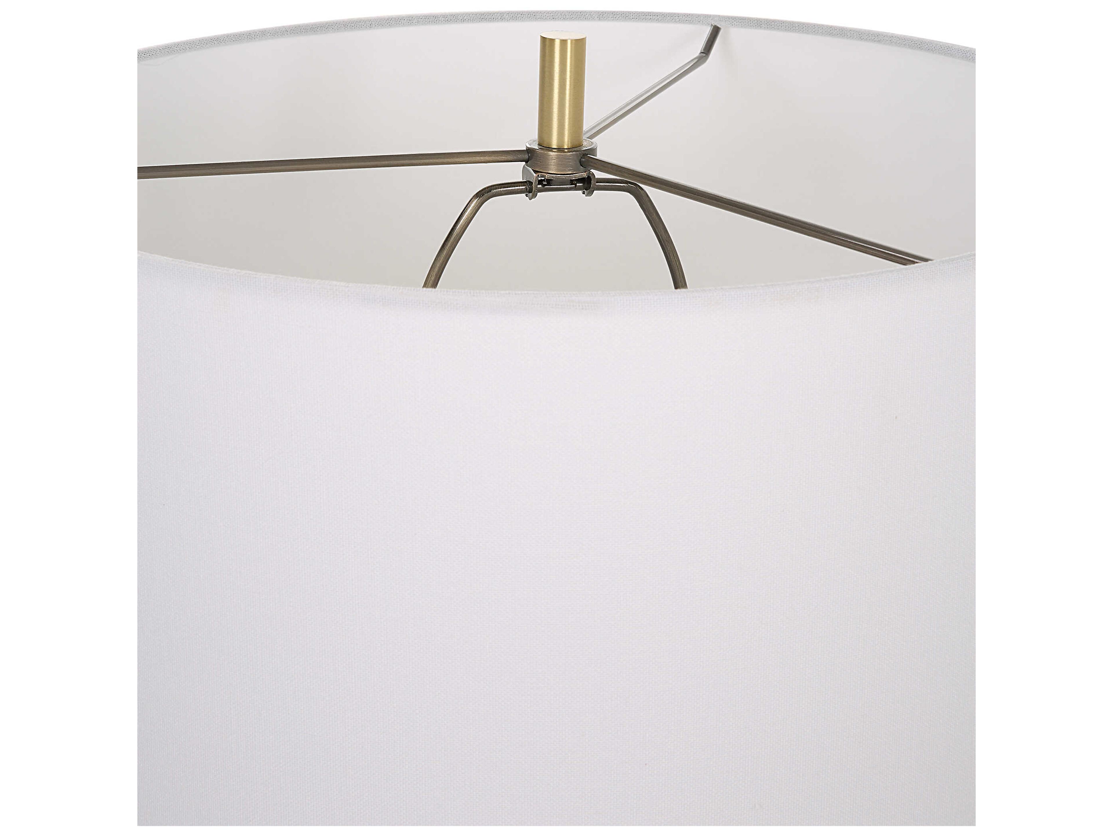 Uttermost Ruse Whitewash Brushed Brass Round Drum Hardback Shade Buffet Lamp