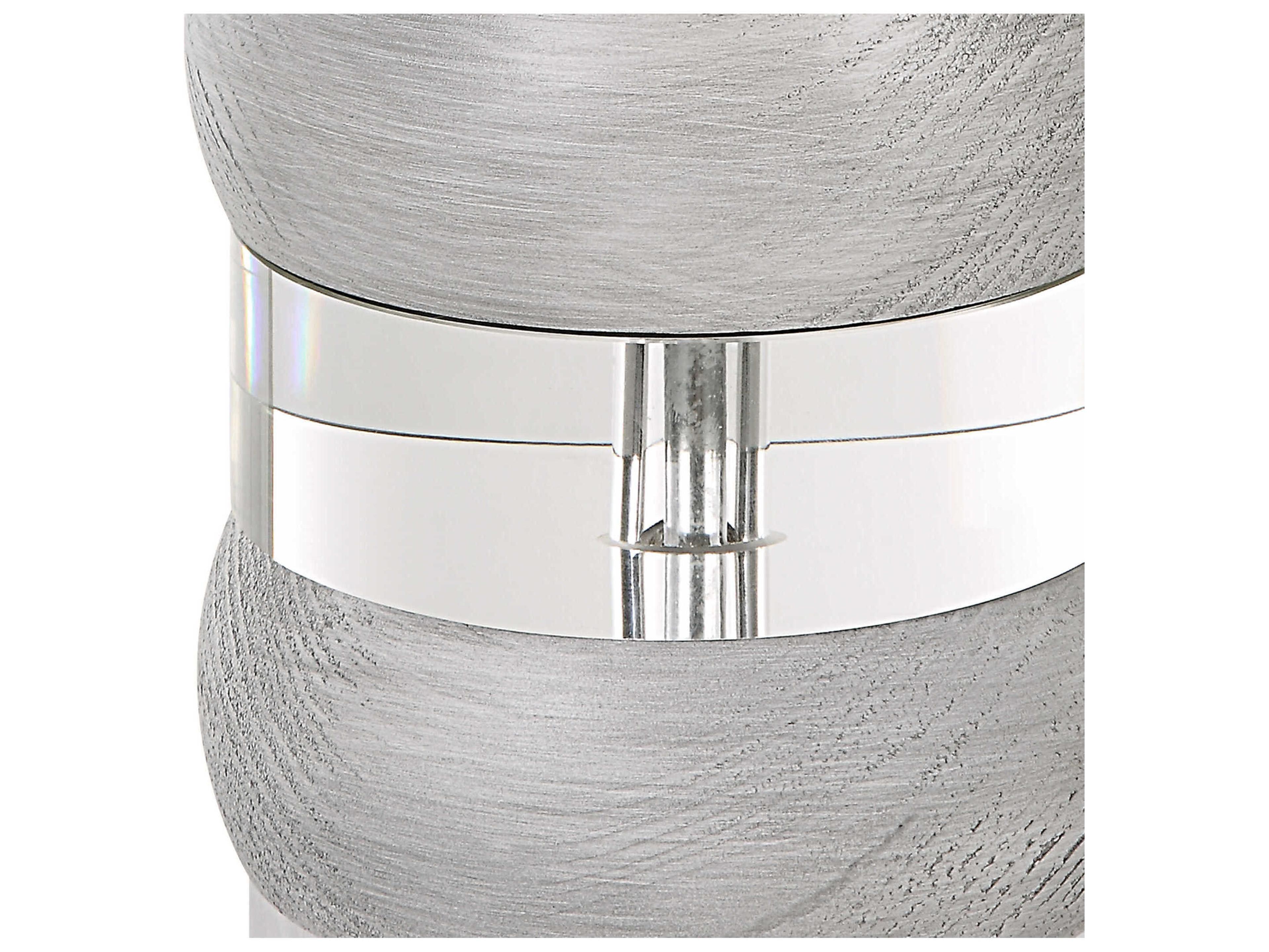 Uttermost Band Together Bleached Wood Brushed Nickel Round Drum Hardback Crystal Buffet Lamp