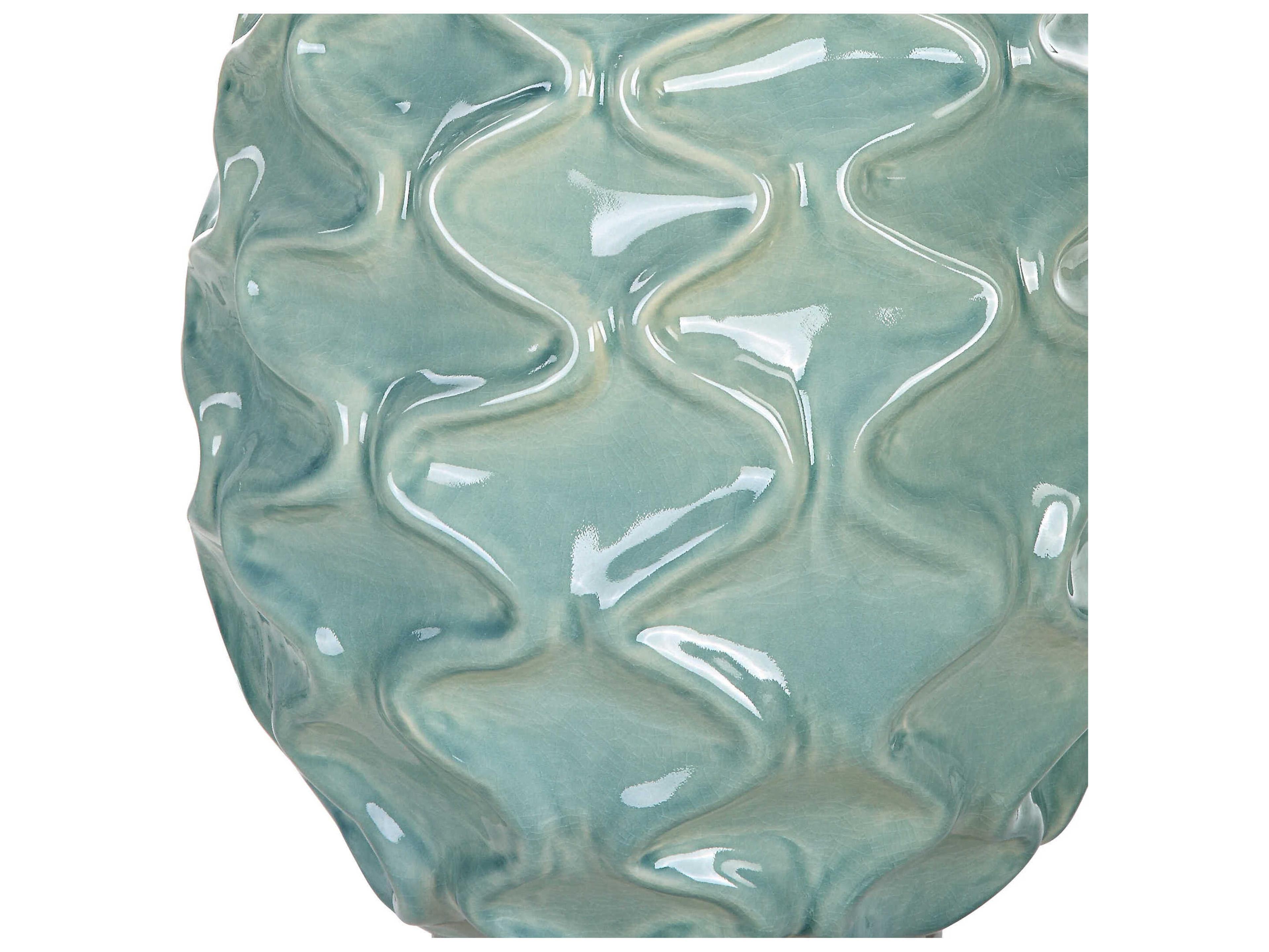 Uttermost Laced Up Seam Foam Round Drum Hardback Green Crystal Buffet Lamp