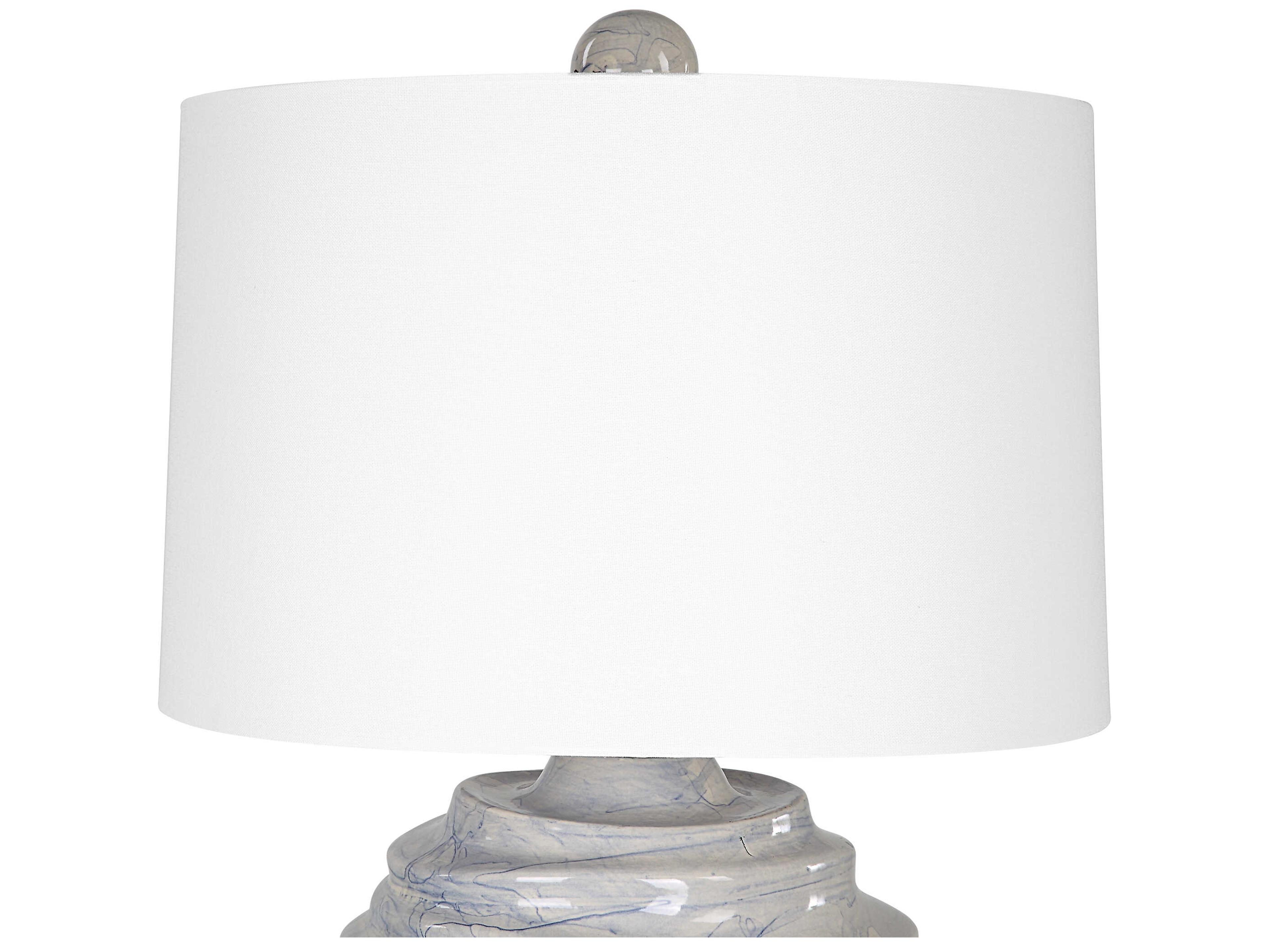 Uttermost Waves Blue White Tapered Drum Hardback Buffet Lamp