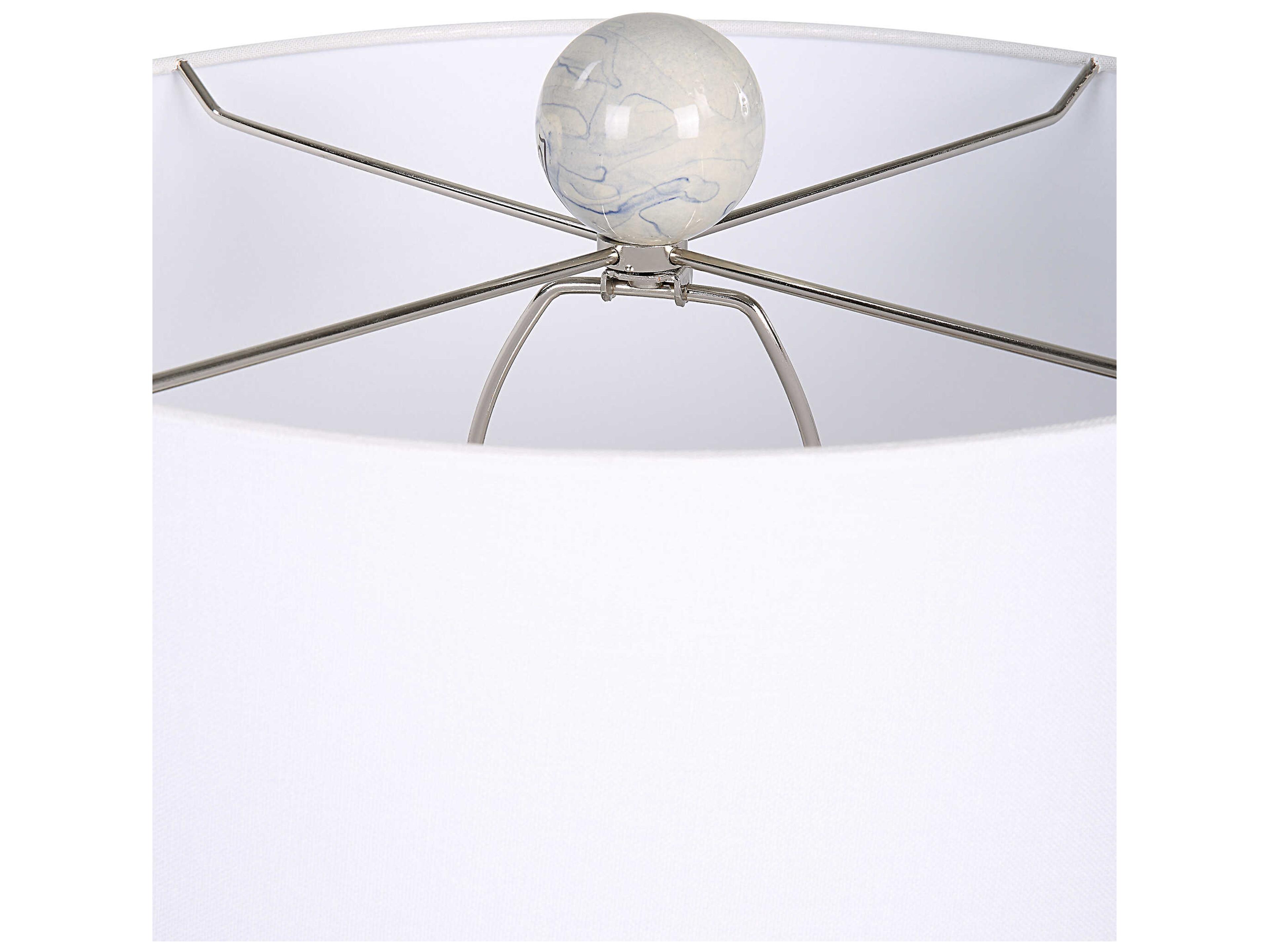 Uttermost Waves Blue White Tapered Drum Hardback Buffet Lamp