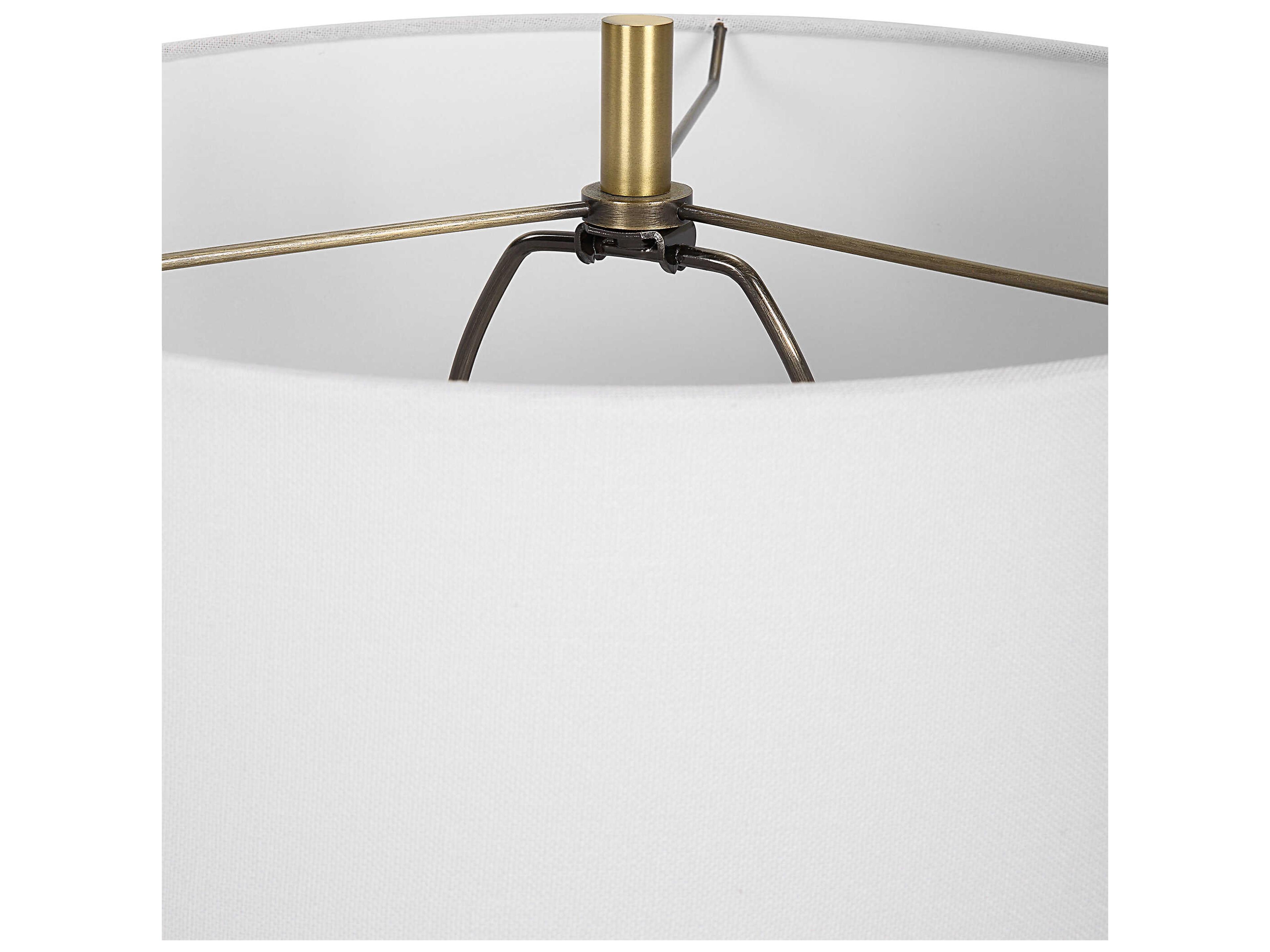 Uttermost Coil Cobalt Gloss Antique Brass Round Hardback Shade Black Buffet Lamp