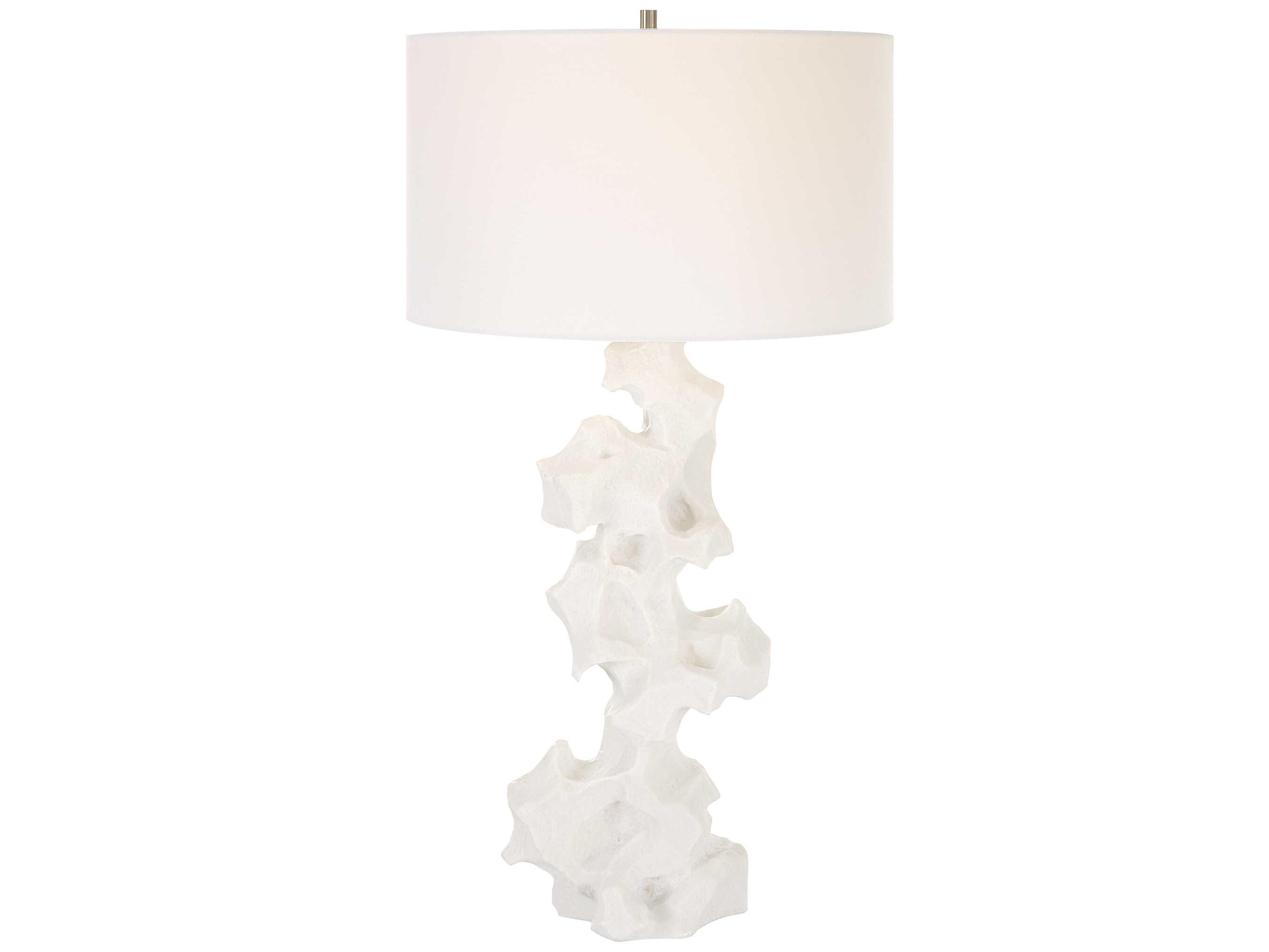 Uttermost Remnant White Round Drum Hardback Shade Buffet Lamp