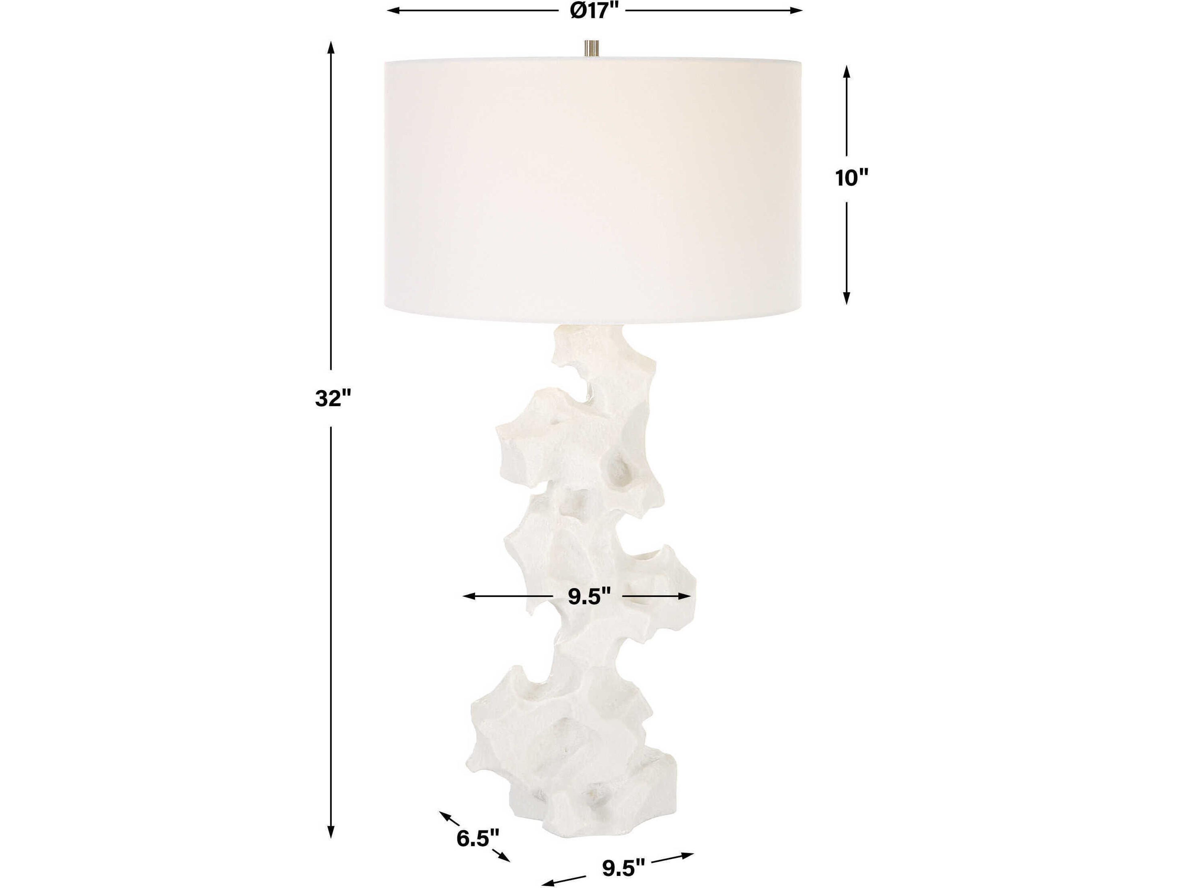 Uttermost Remnant White Round Drum Hardback Shade Buffet Lamp