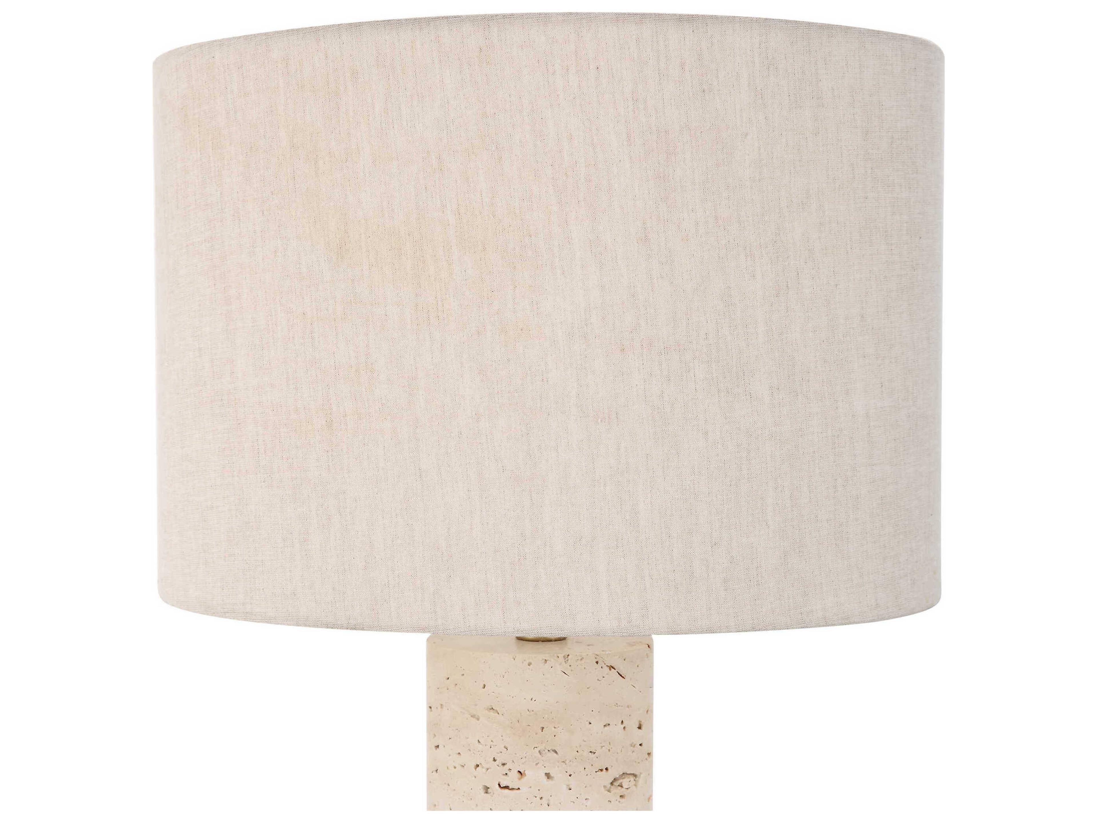 Uttermost Gravitas Ivory Brushed Brass Round Drum Hardback Shade White Buffet Lamp