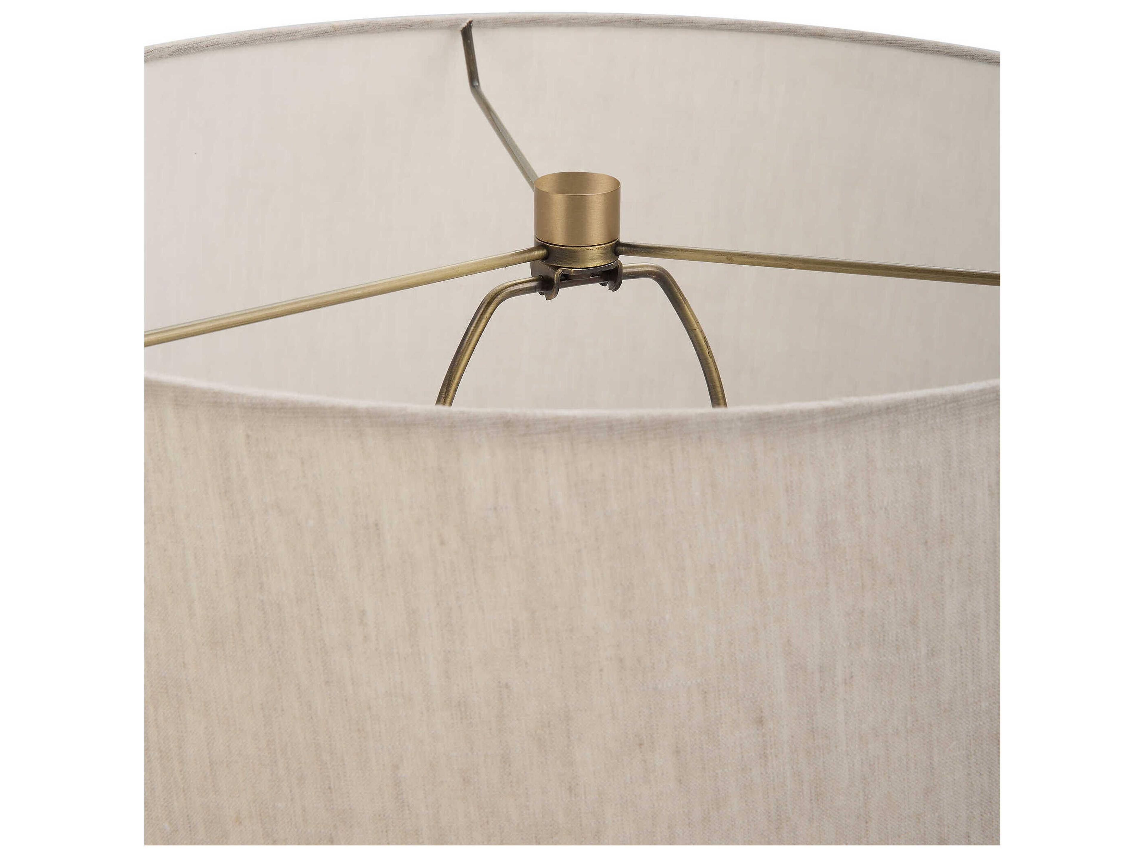 Uttermost Gravitas Ivory Brushed Brass Round Drum Hardback Shade White Buffet Lamp