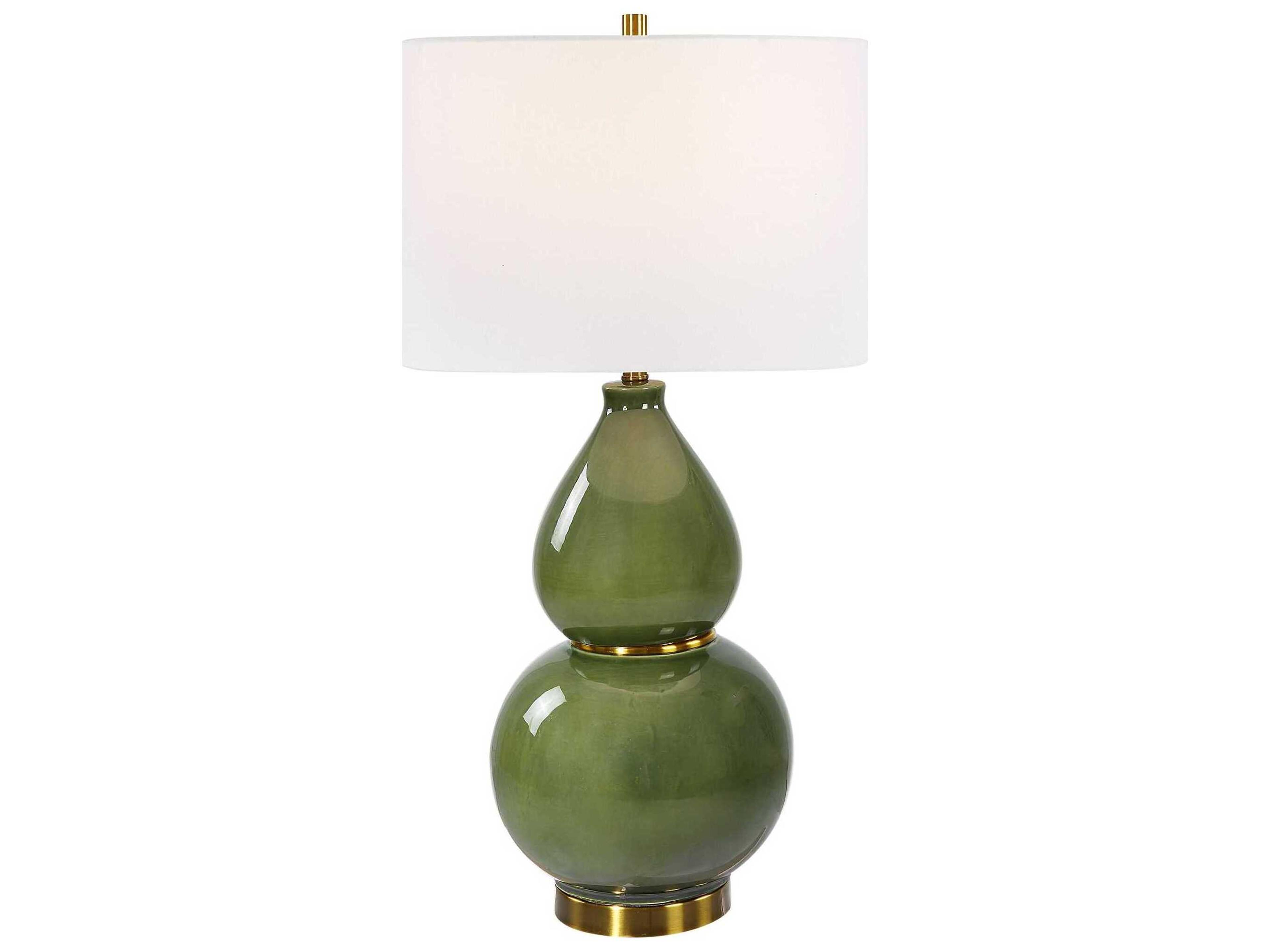 Gourd Moss Green Round Hardback Buffet Lamp