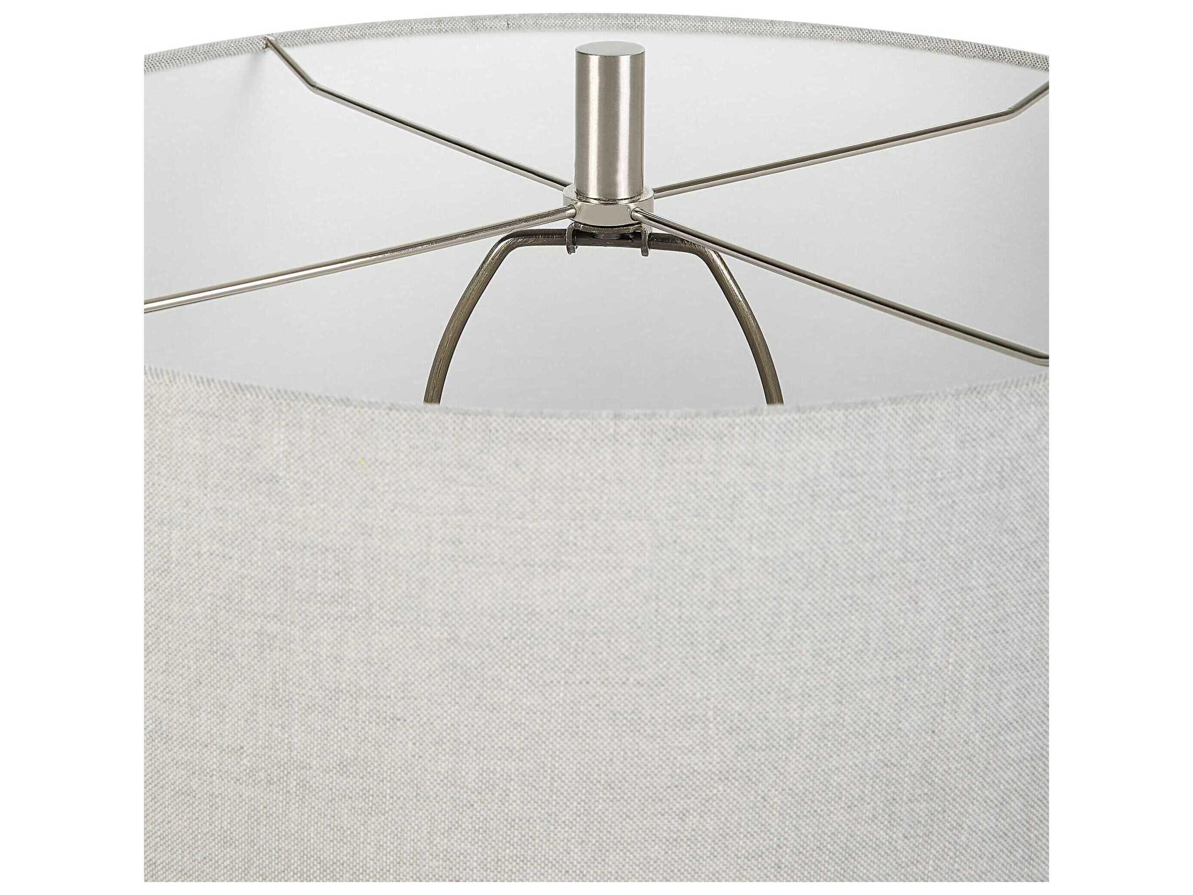 Uttermost Coen Gray Aged Black Round Drum Hardback Shade Buffet Lamp