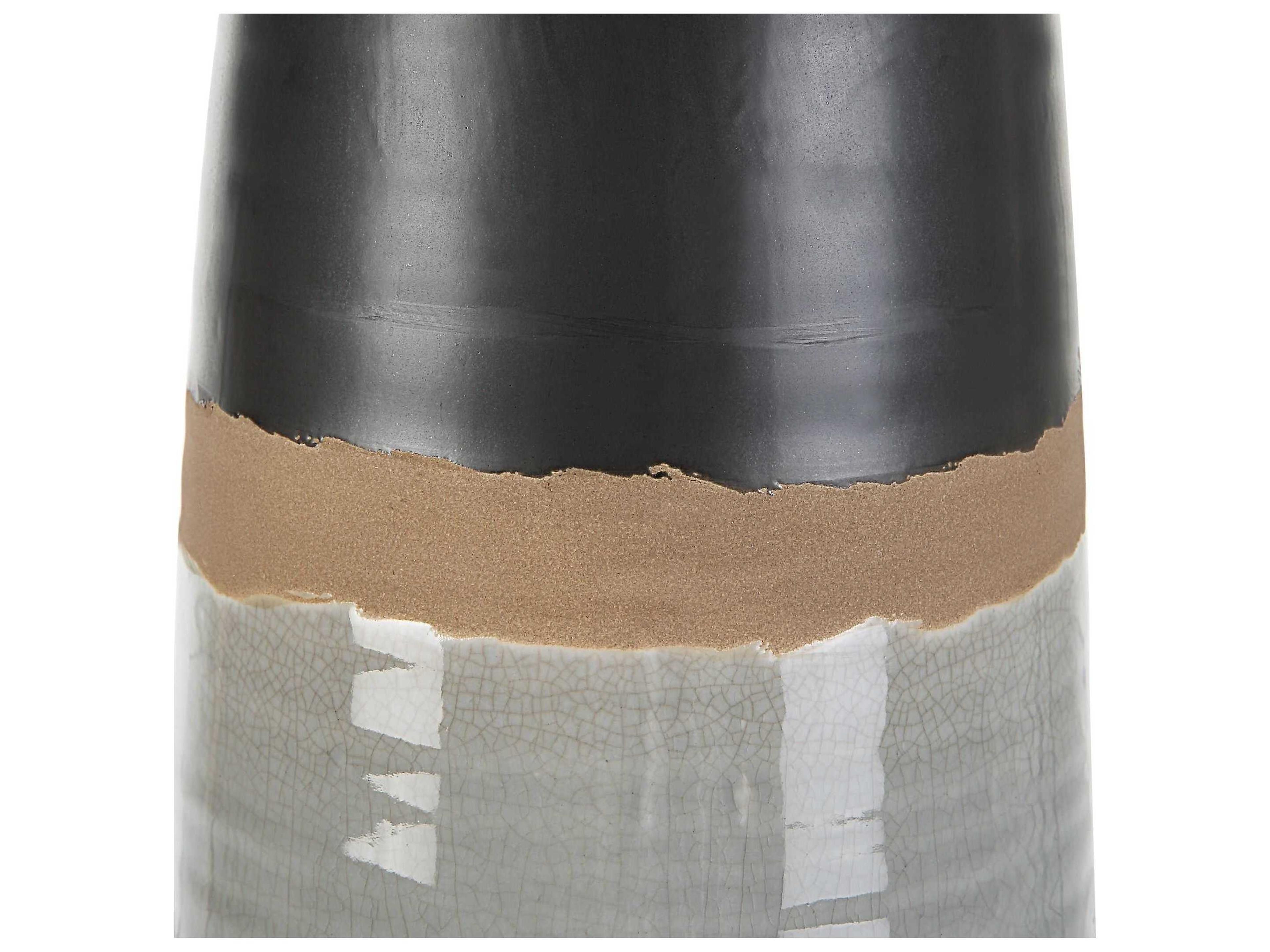 Uttermost Coen Gray Aged Black Round Drum Hardback Shade Buffet Lamp