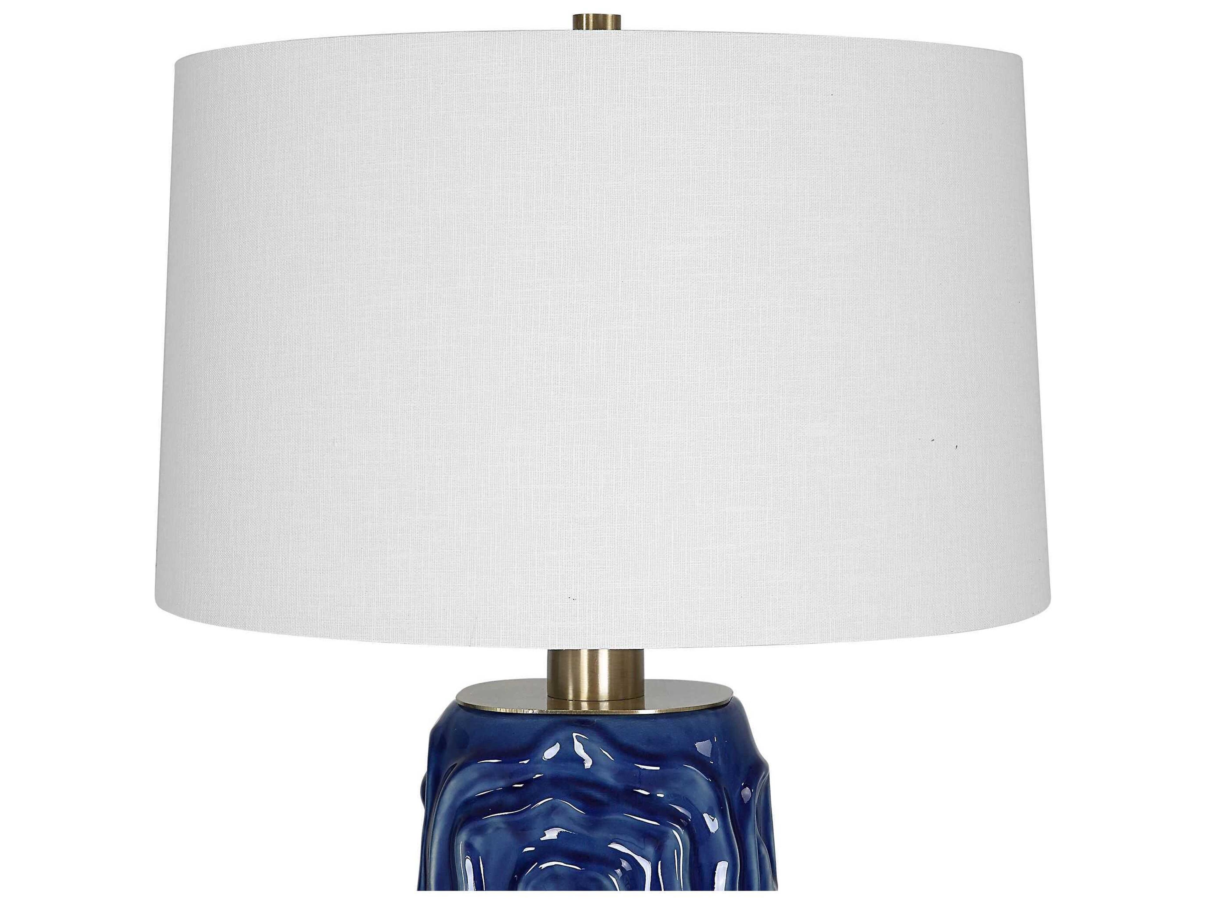 Uttermost Zade Distressed Blue Round Hardback Buffet Lamp