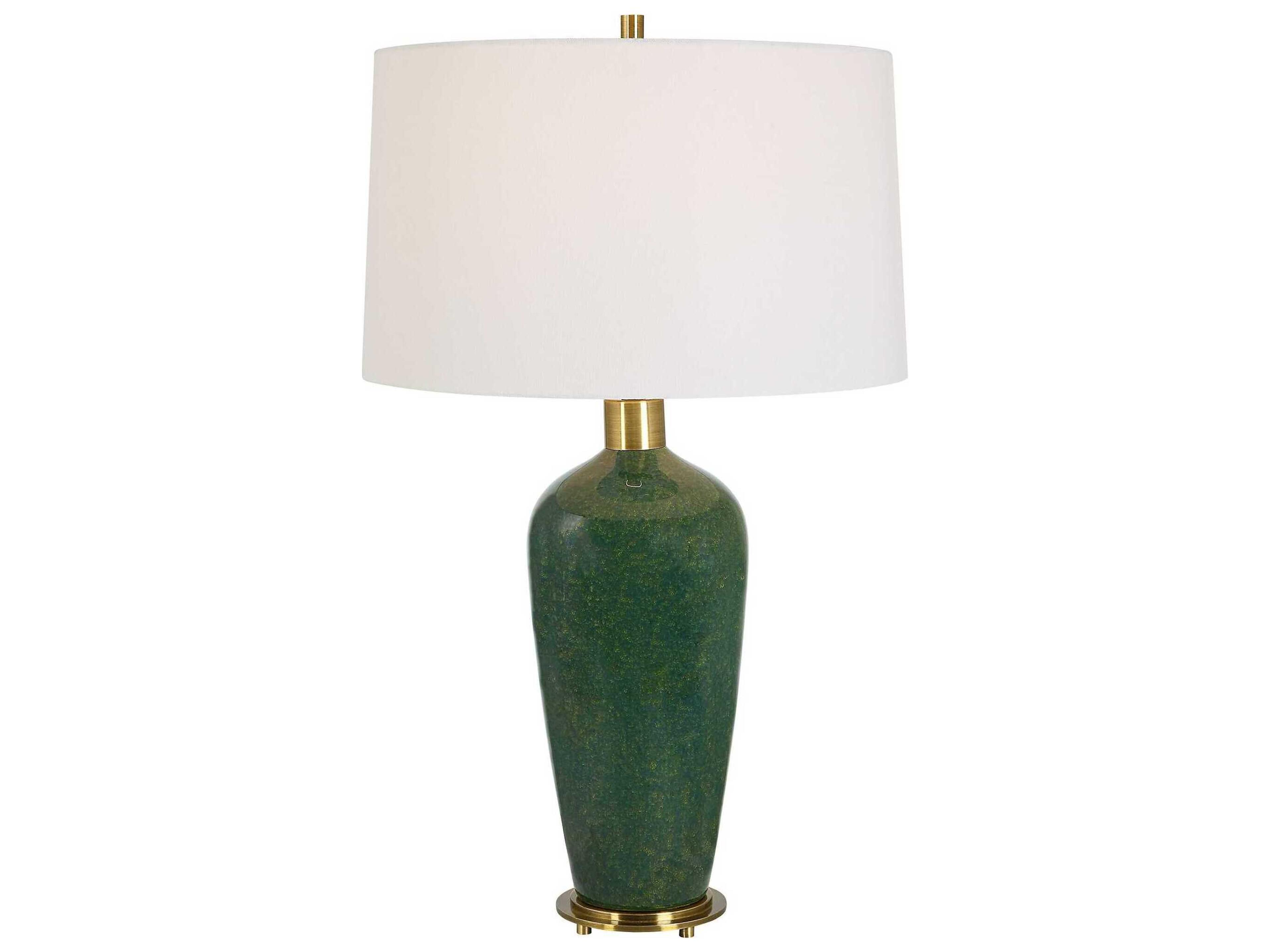 Uttermost Verdell Mottle Dark Mossy Green Round Hardback Buffet Lamp
