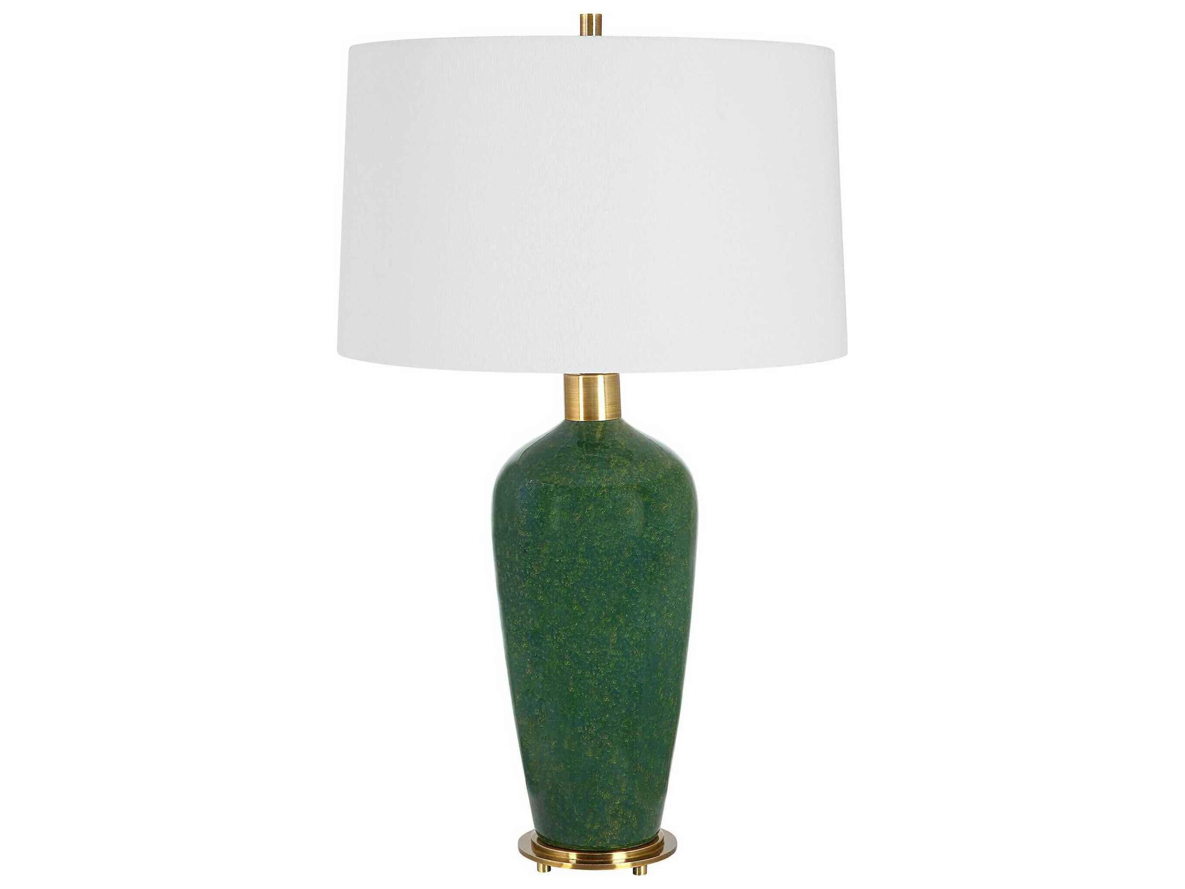 Uttermost Verdell Mottle Dark Mossy Green Round Hardback Buffet Lamp