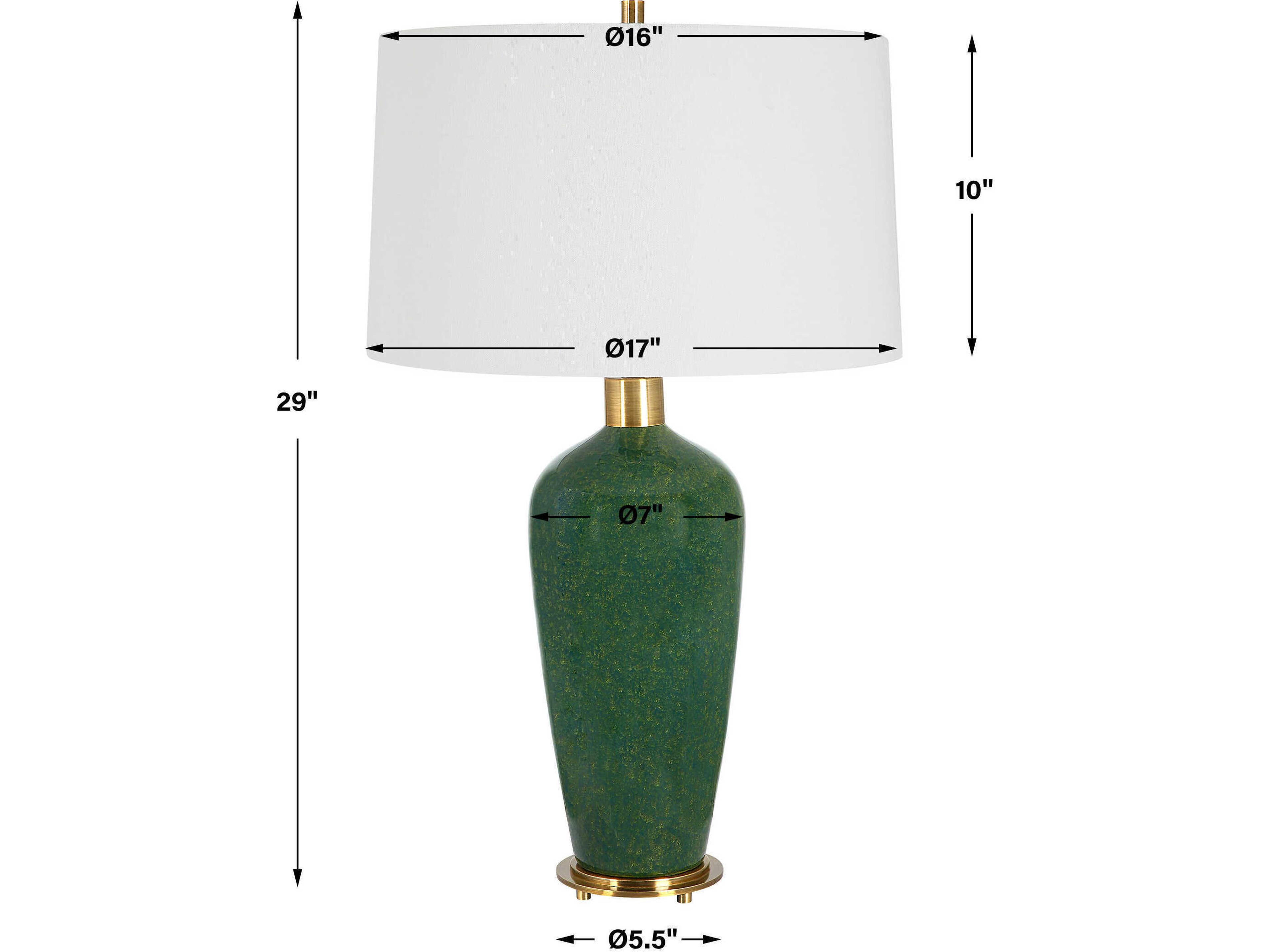 Uttermost Verdell Mottle Dark Mossy Green Round Hardback Buffet Lamp