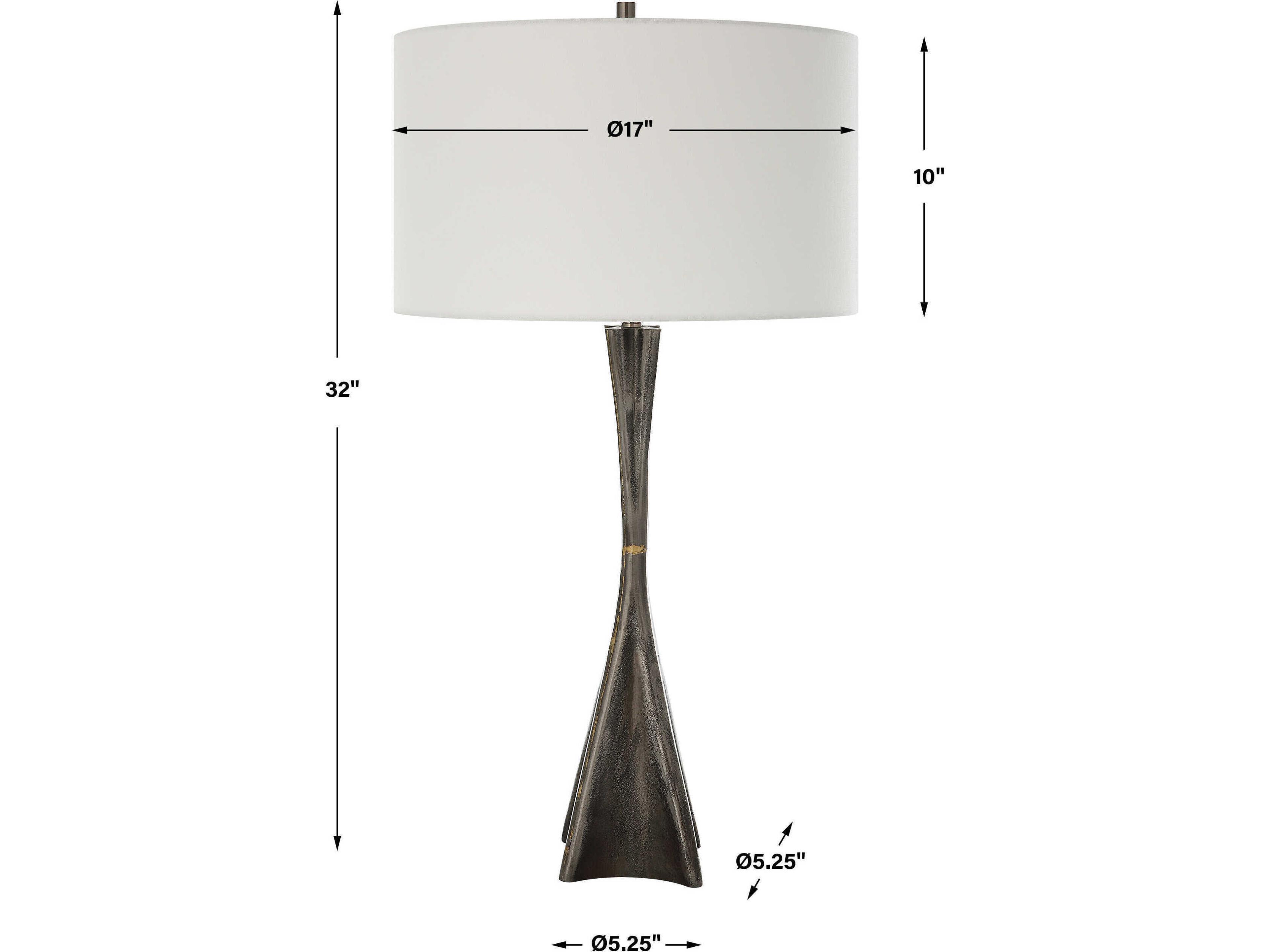 Uttermost Keiron Brass Round Drum Hardback Gray Buffet Lamp