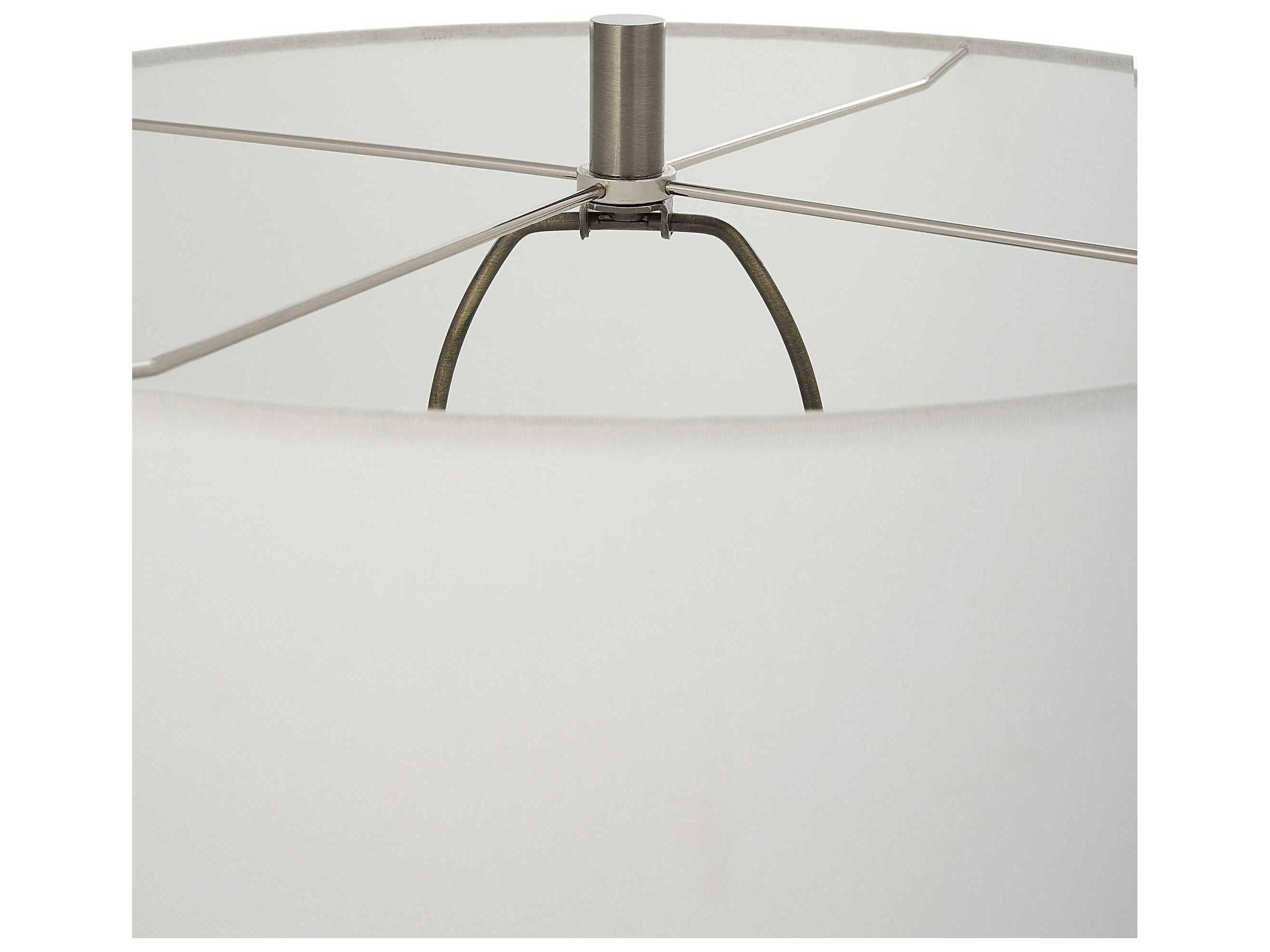 Uttermost Keiron Brass Round Drum Hardback Gray Buffet Lamp