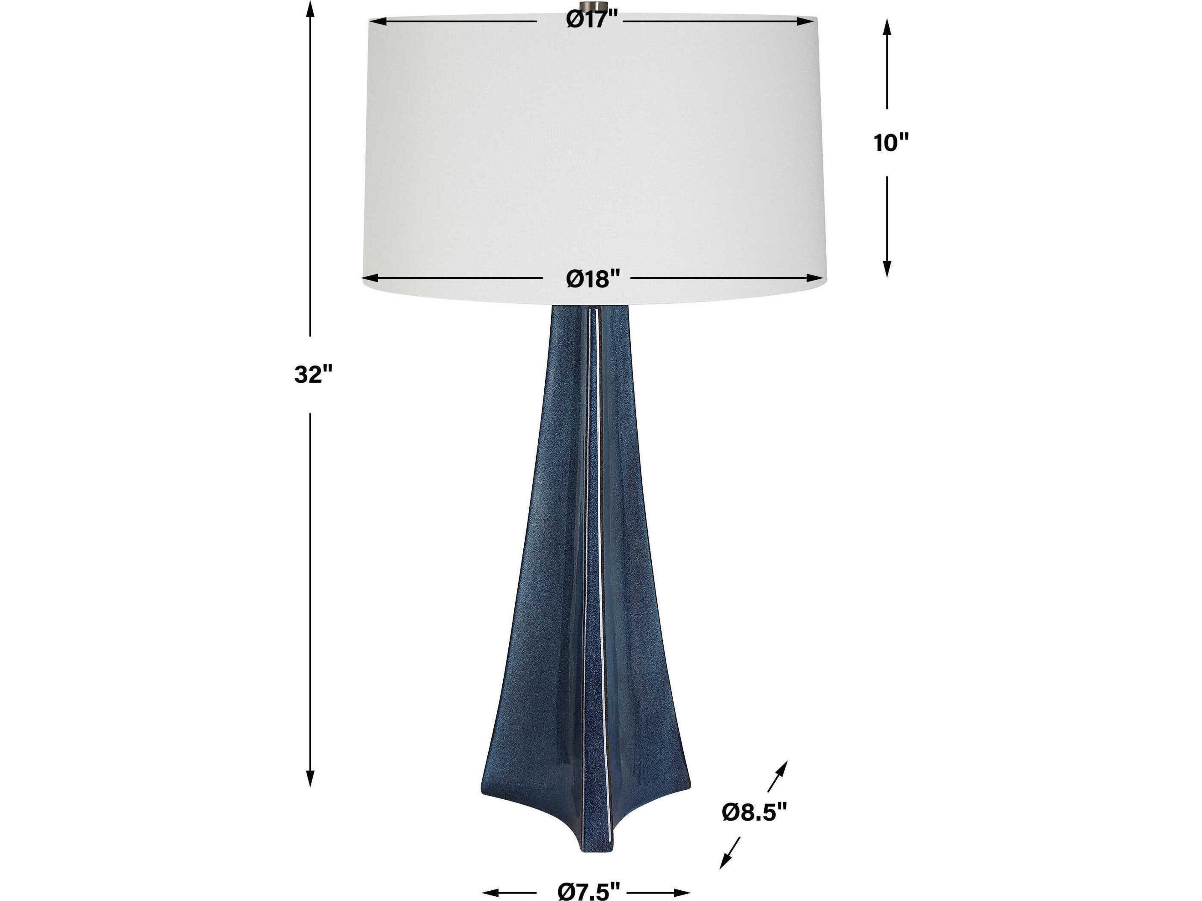 Uttermost Teramo Blue Ombre Round Hardback Shade Buffet Lamp