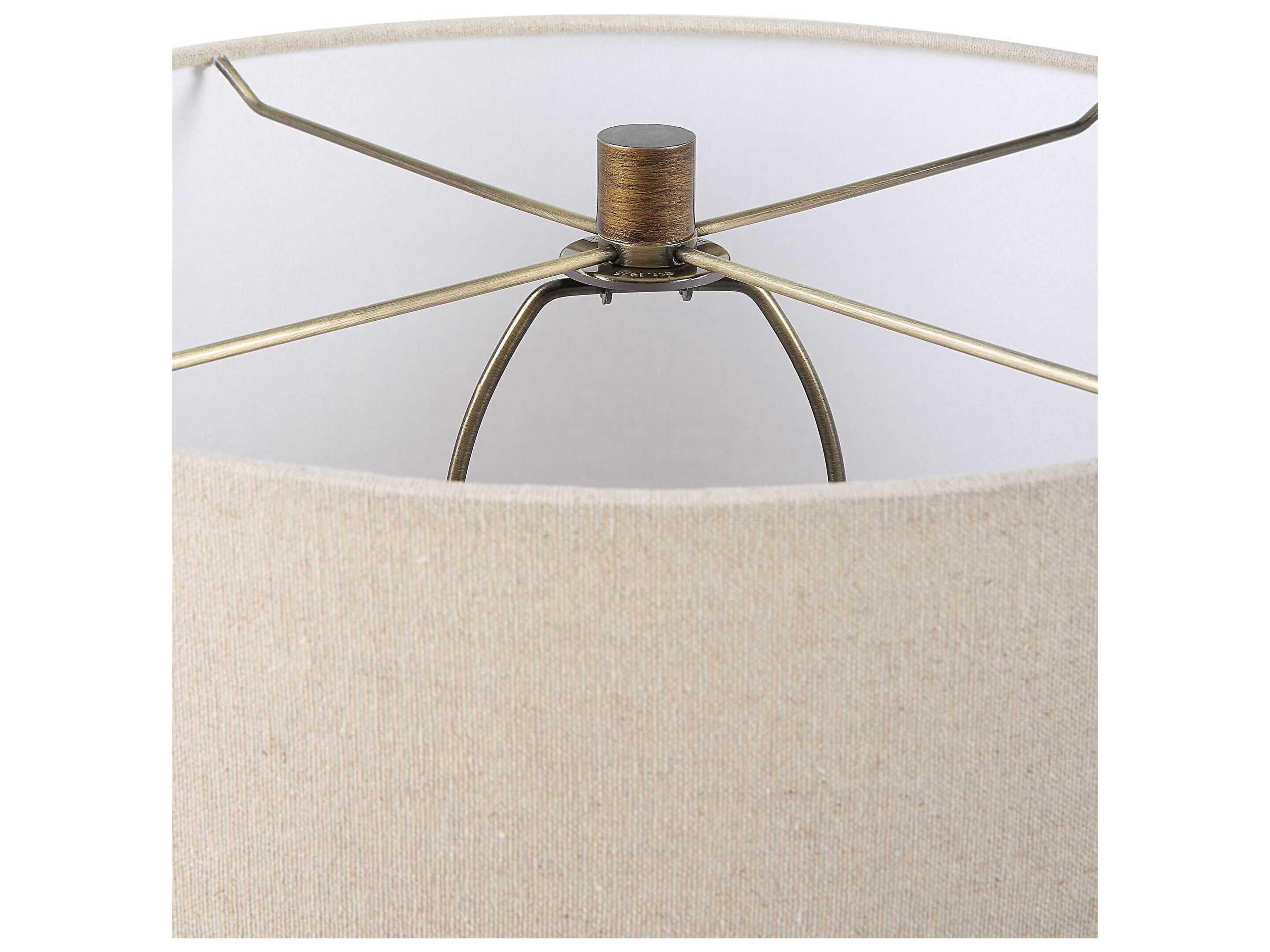 Uttermost Baltic Dark Amber Round Drum Hardback Shade Brown Glass Buffet Lamp