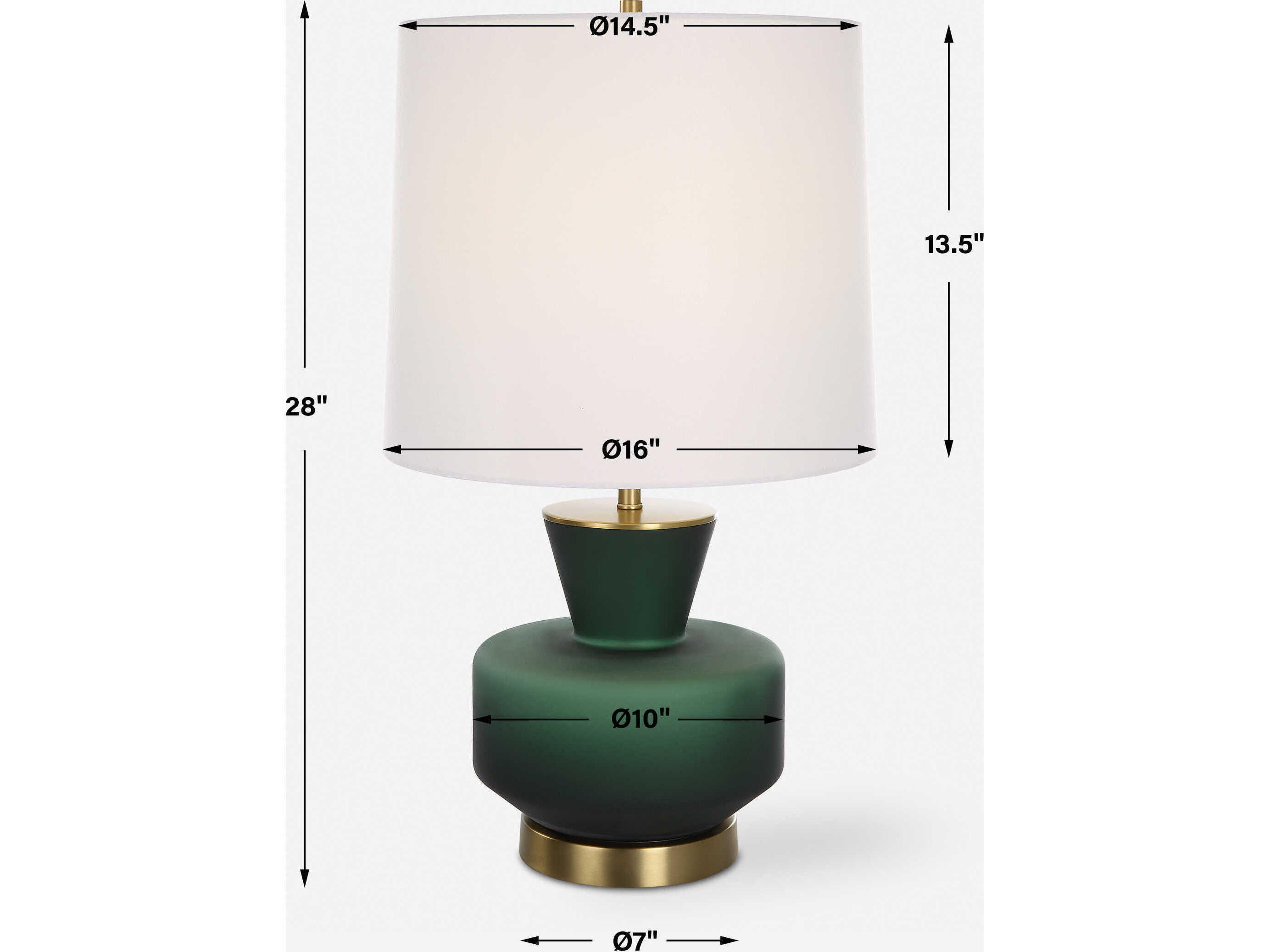 Uttermost Trentino Dark Emerald Green Tapered Round Hardback Glass Buffet Lamp