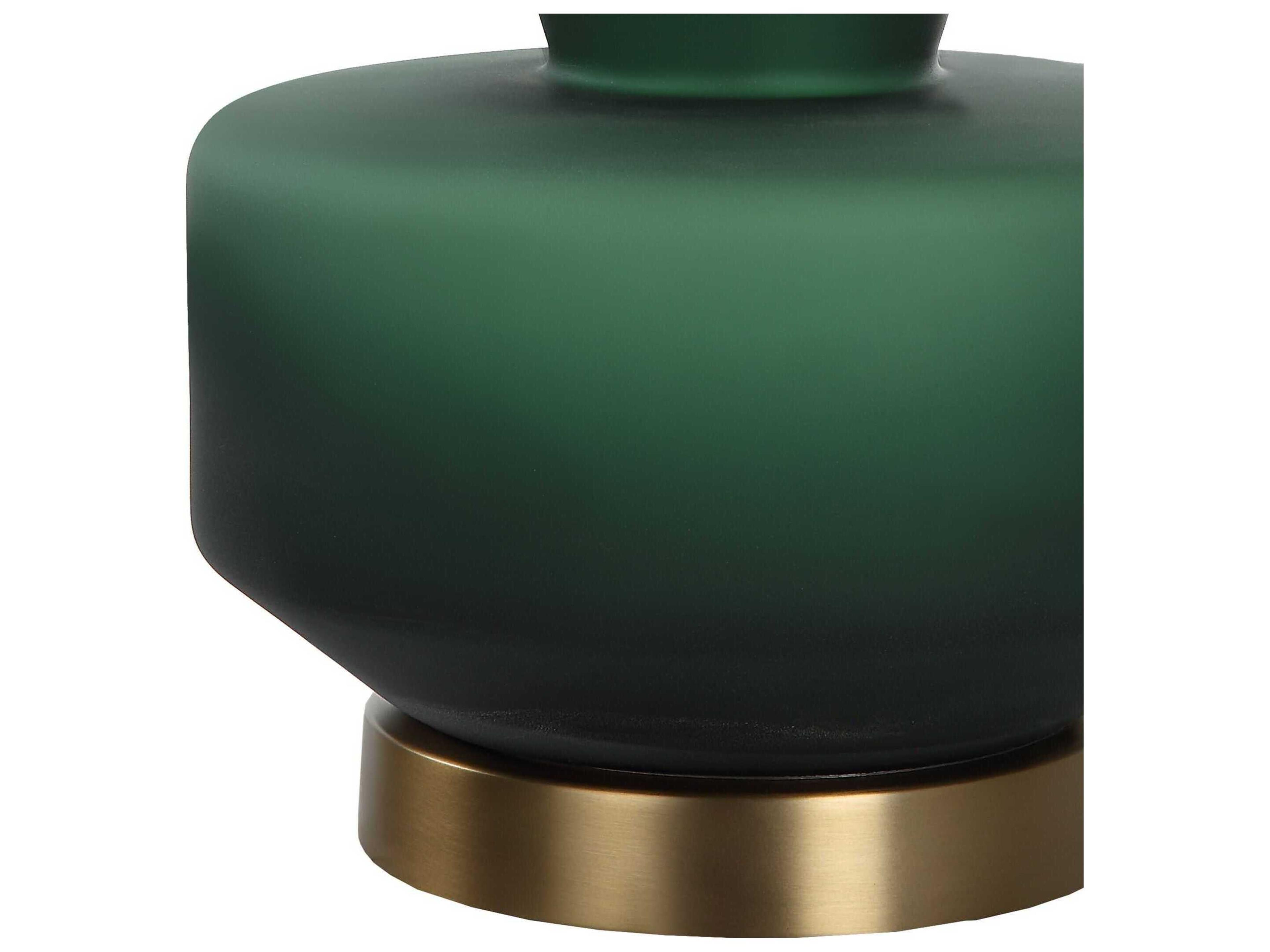 Uttermost Trentino Dark Emerald Green Tapered Round Hardback Glass Buffet Lamp