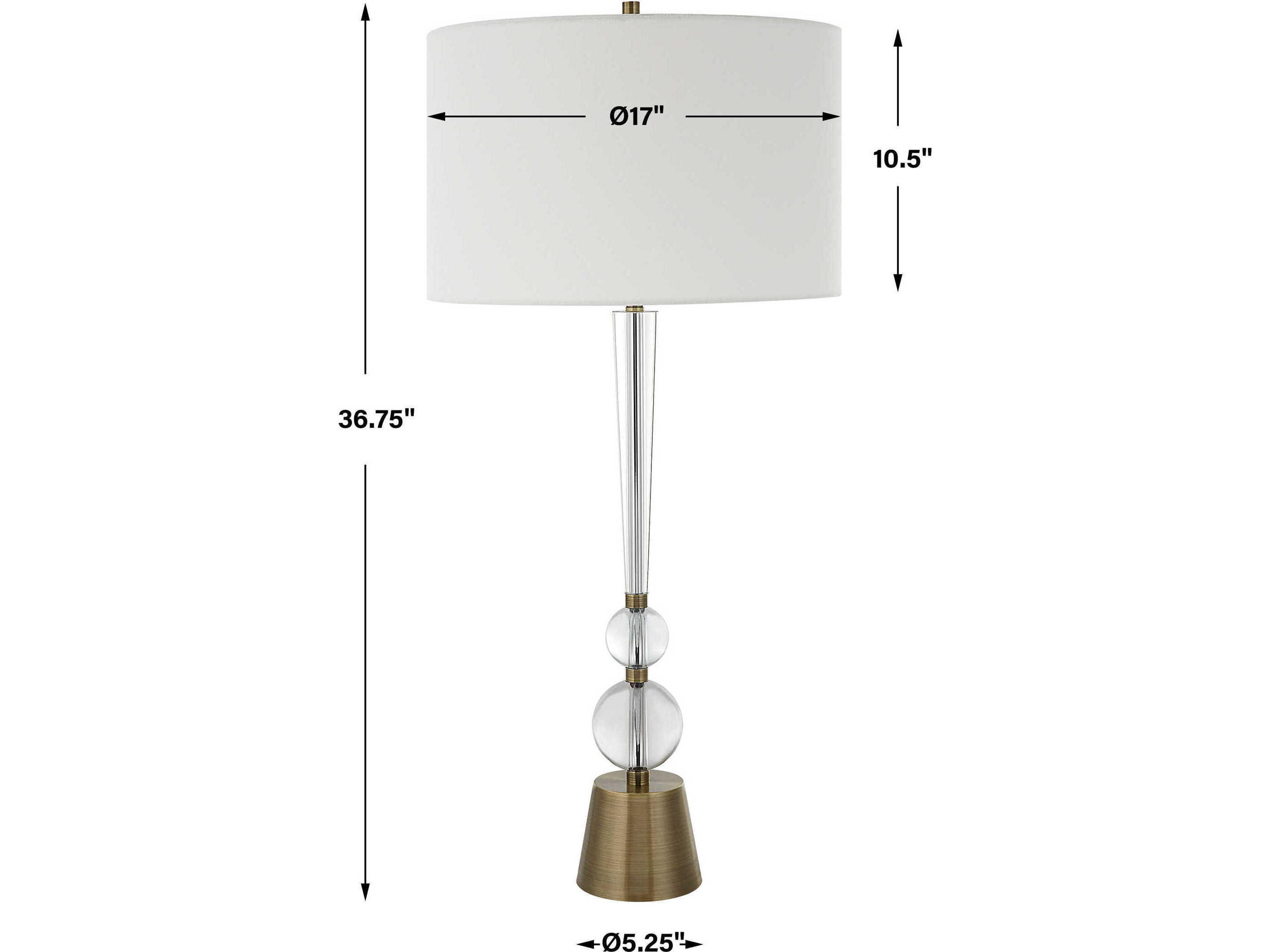 Uttermost Annily Antiqued Brass Round Drum Hardback Clear Crystal Buffet Lamp