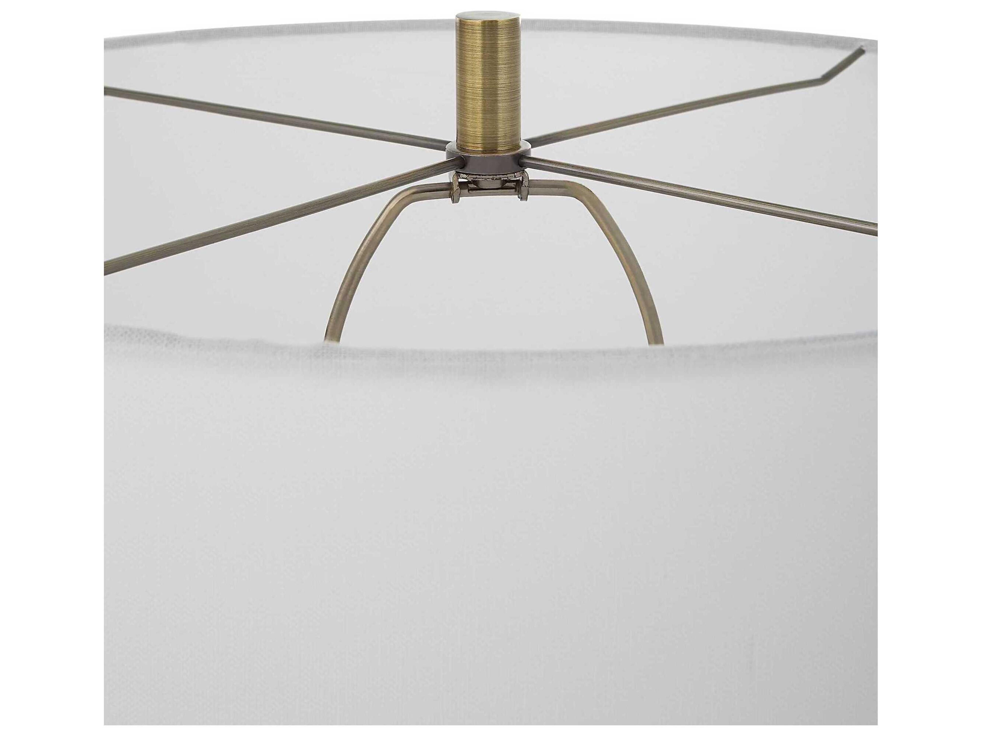 Uttermost Annily Antiqued Brass Round Drum Hardback Clear Crystal Buffet Lamp