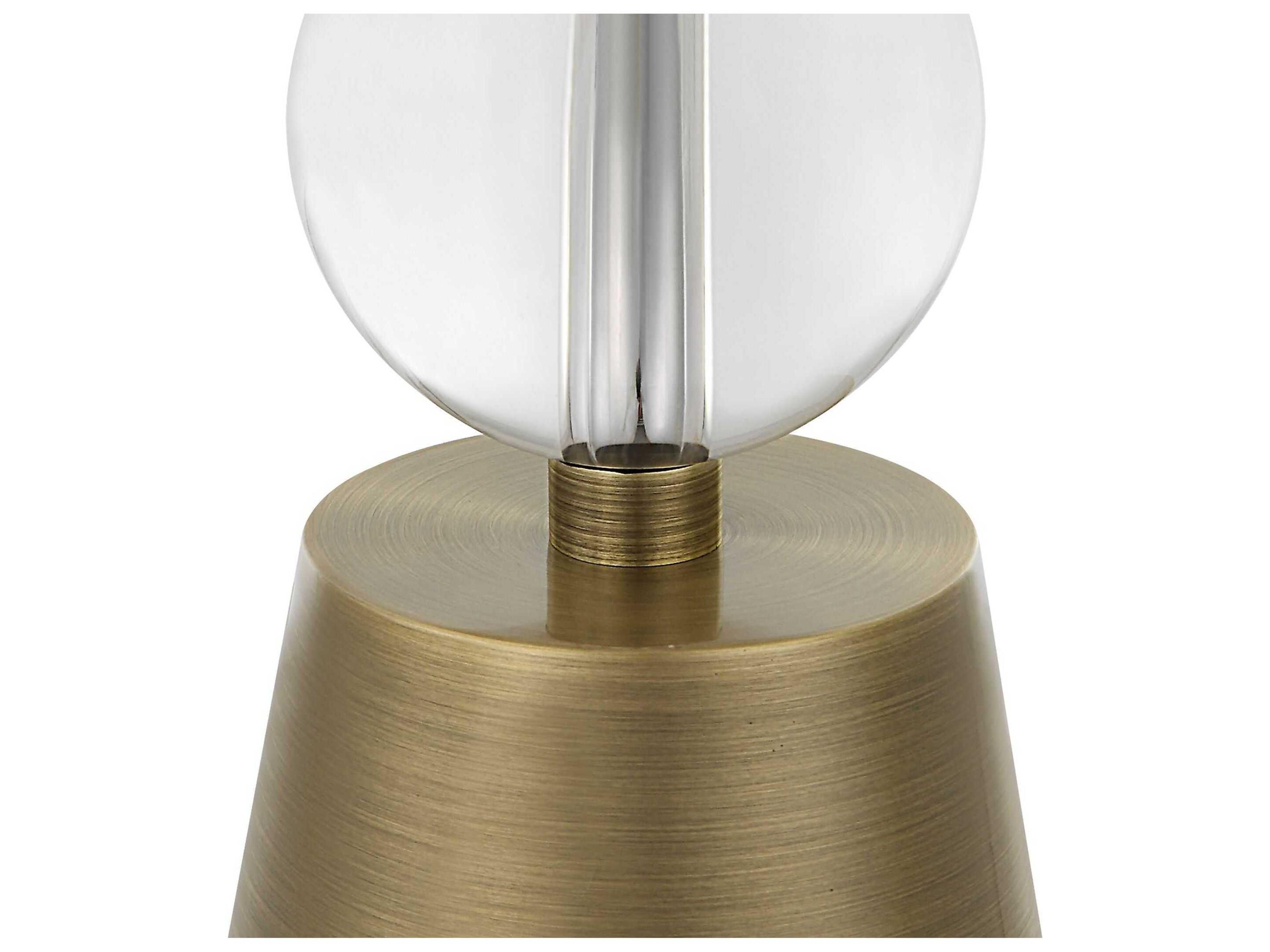 Uttermost Annily Antiqued Brass Round Drum Hardback Clear Crystal Buffet Lamp