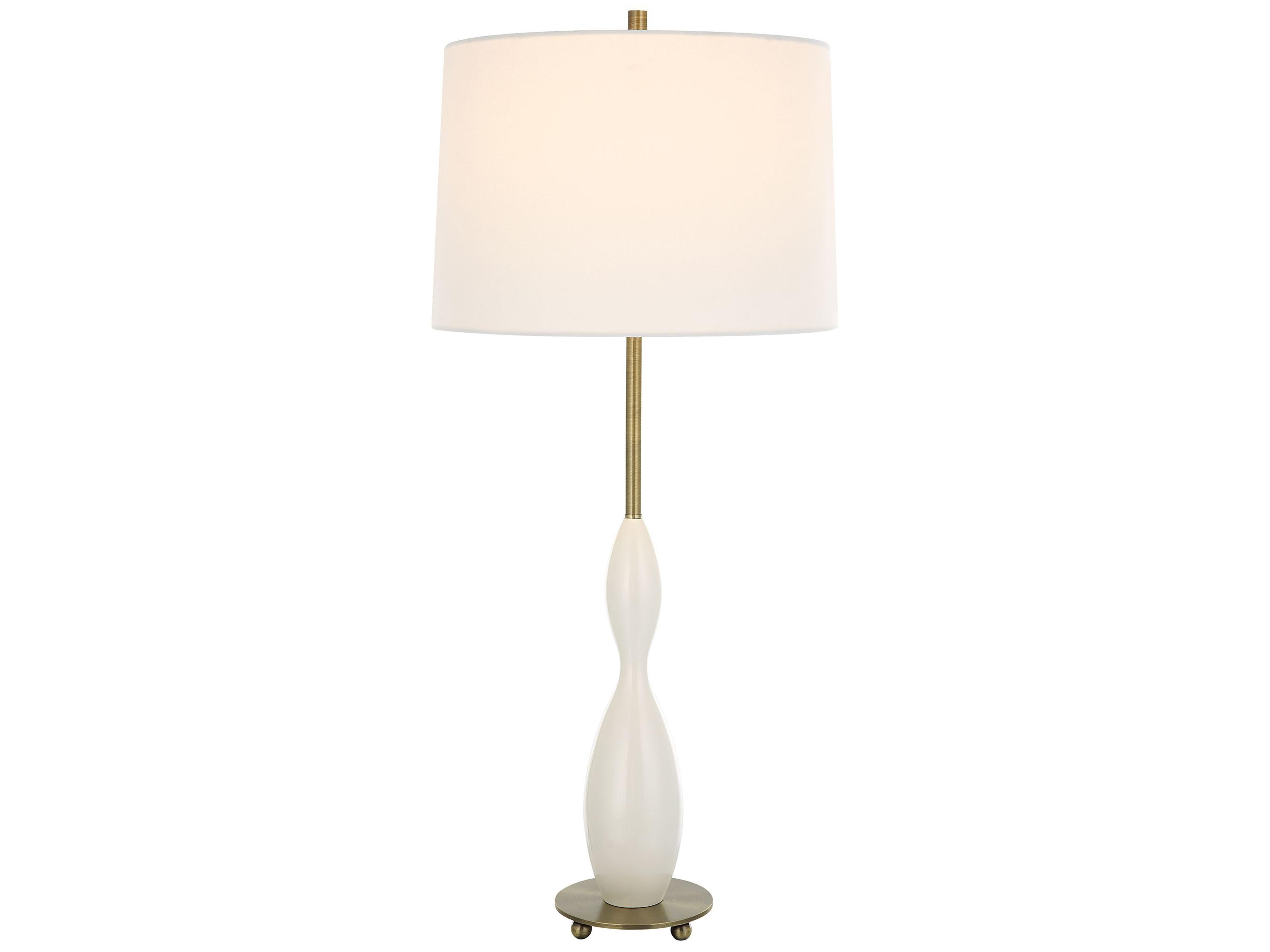 Uttermost Annora Glossy White Round Hardback Buffet Lamp