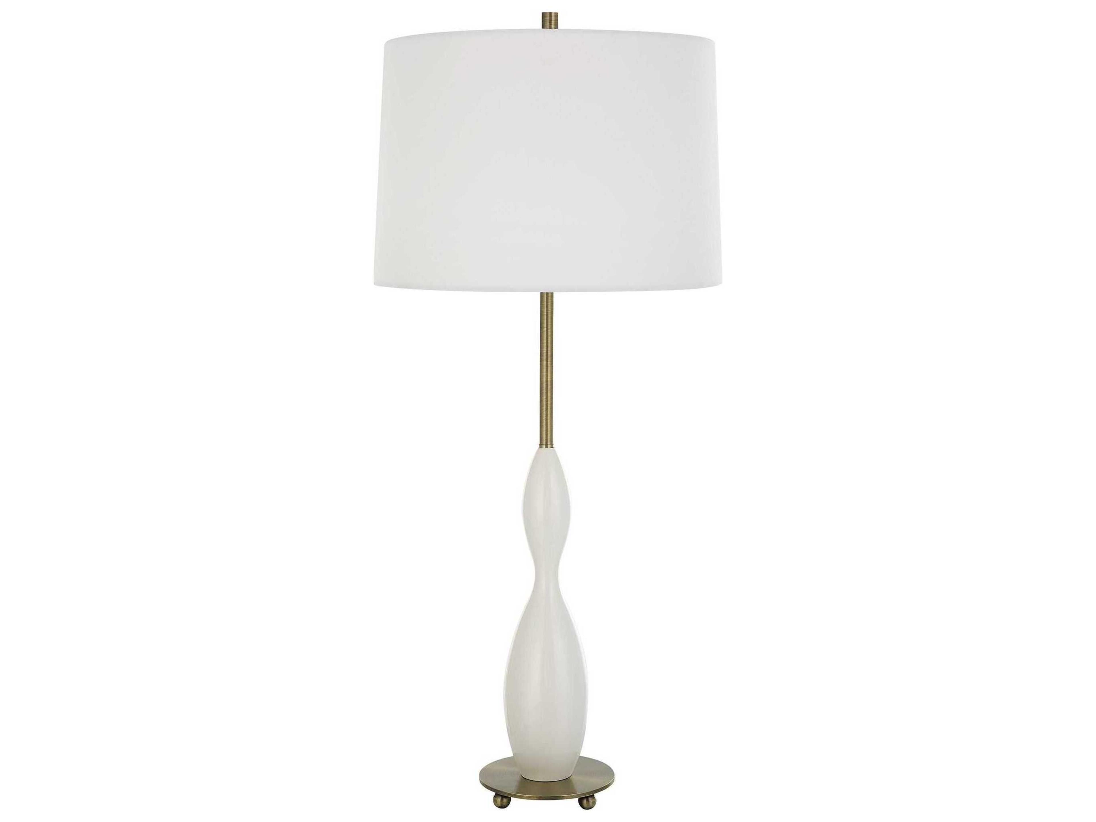Uttermost Annora Glossy White Round Hardback Buffet Lamp