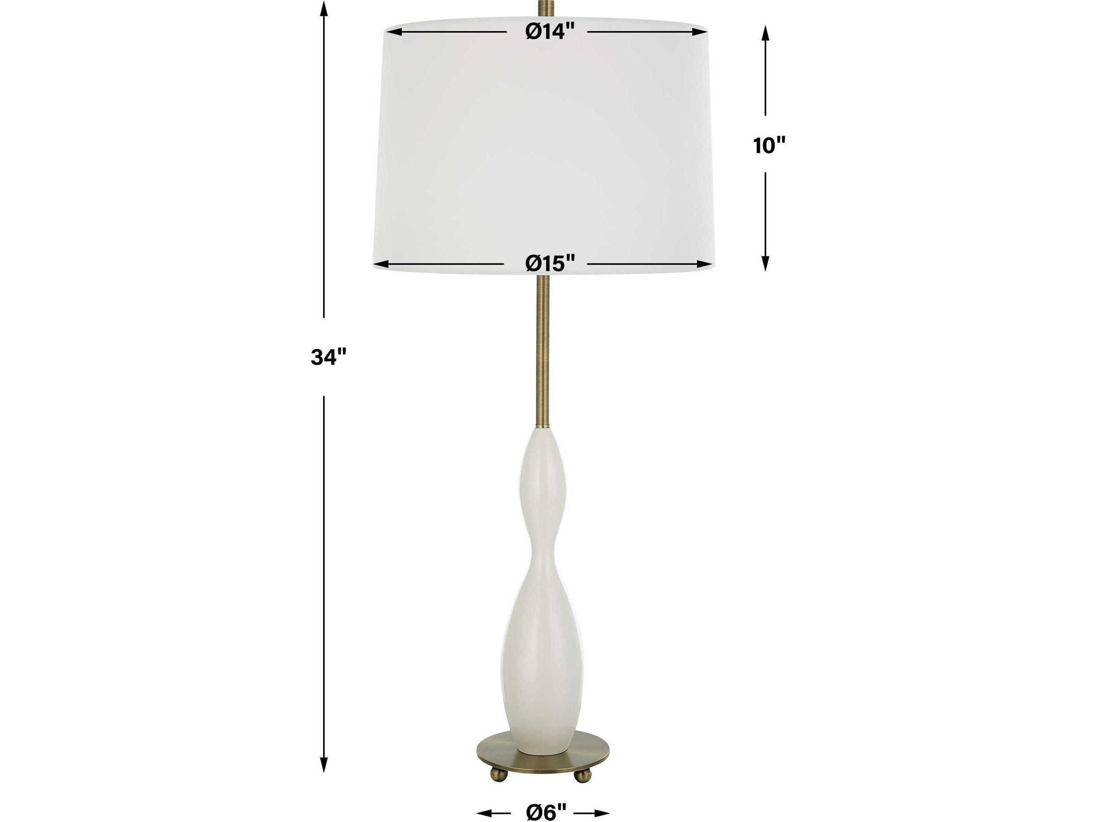 Uttermost Annora Glossy White Round Hardback Buffet Lamp