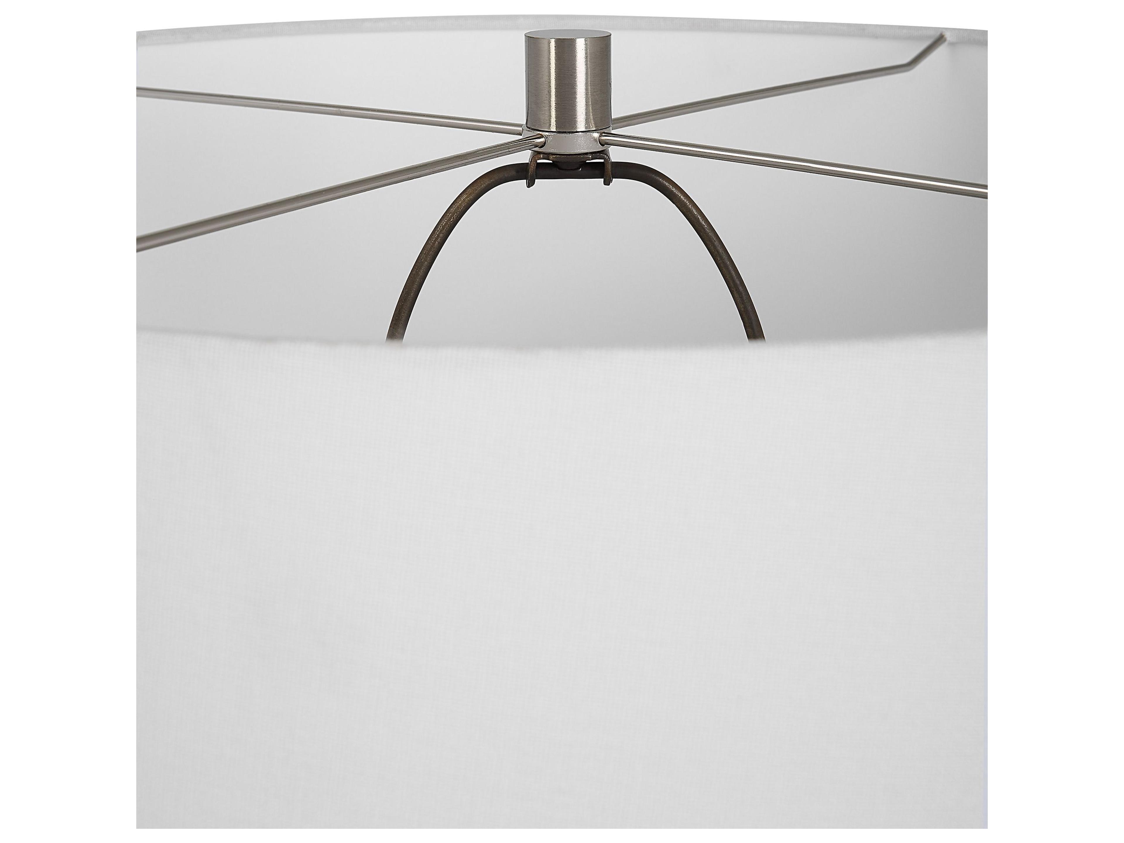 Uttermost Reyna Chalk White Glaze Round Hardback Buffet Lamp