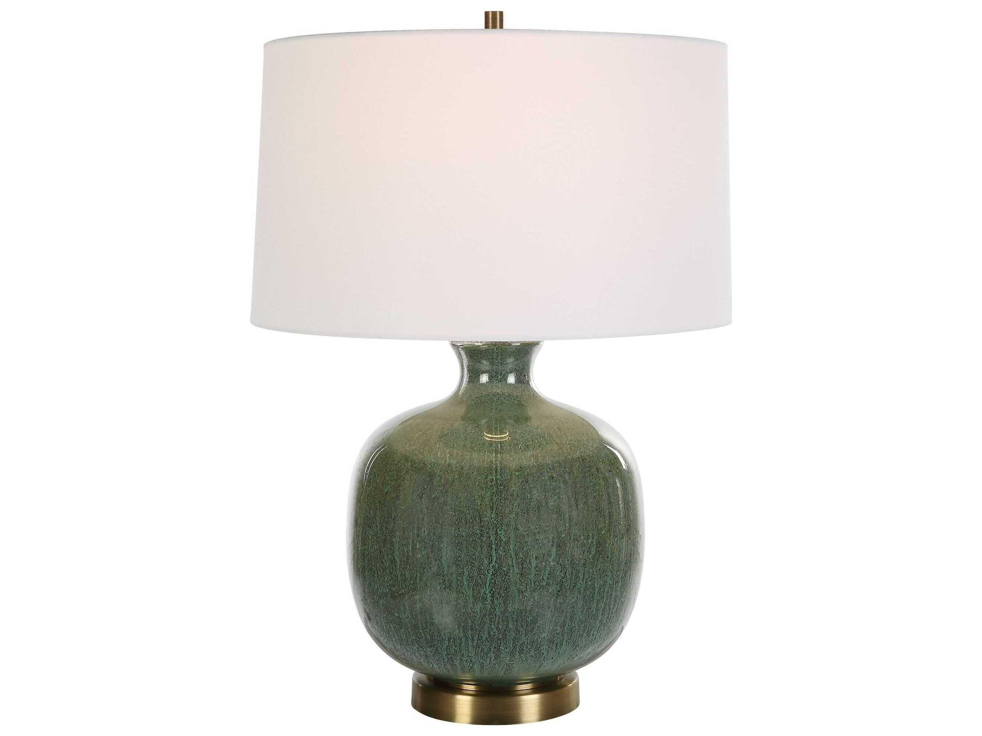 Uttermost Nataly Aged Green Round Hardback Rolled Edge Buffet Lamp