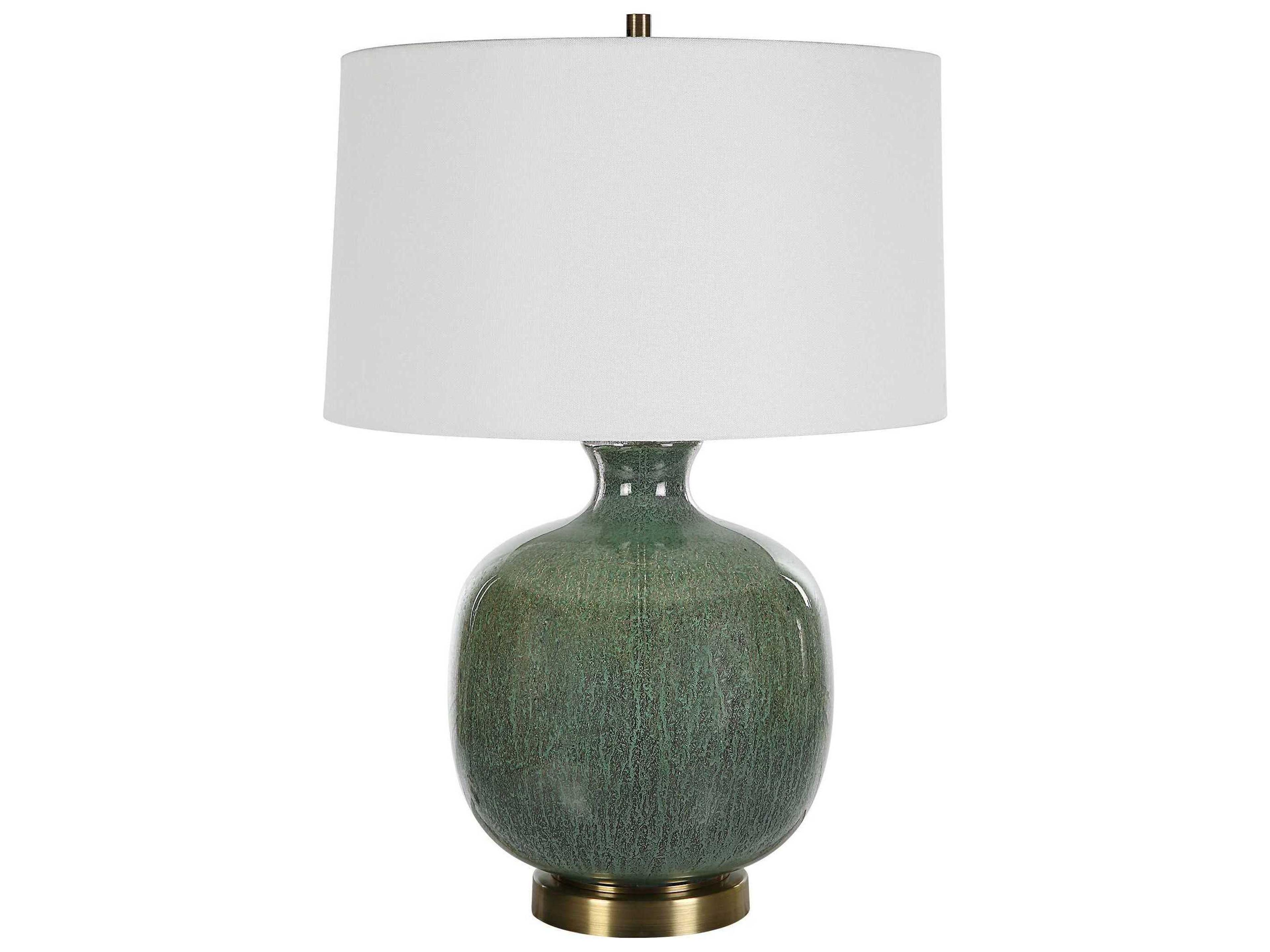 Uttermost Nataly Aged Green Round Hardback Rolled Edge Buffet Lamp