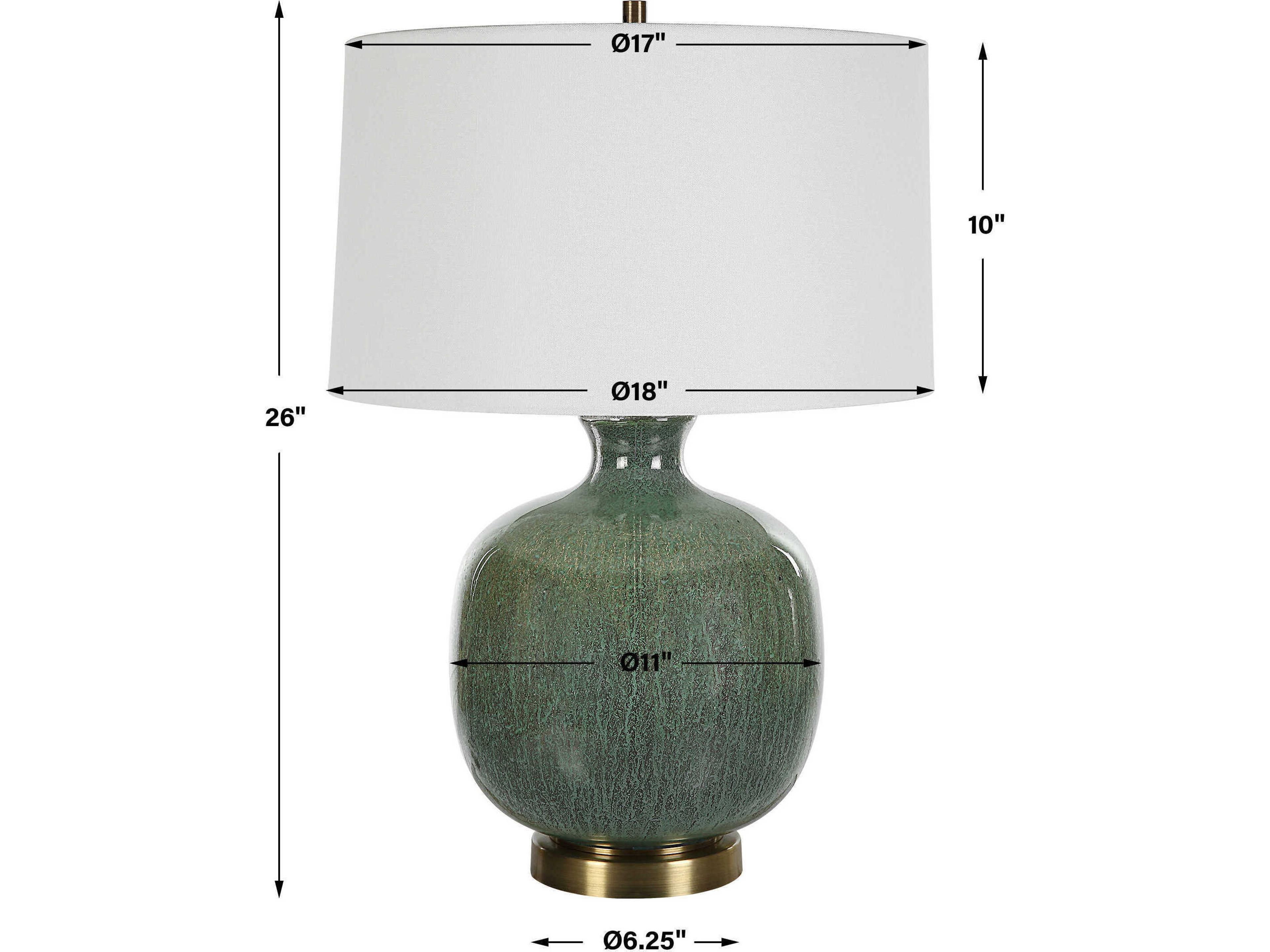 Uttermost Nataly Aged Green Round Hardback Rolled Edge Buffet Lamp